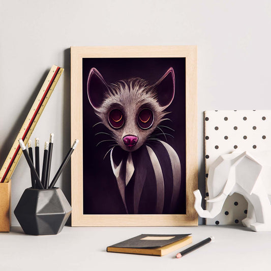 Nacnic Lámina Civeta Imaginativo estilo T. Burton. Ilustraciones y pósters de animales inspirados en el arte gótico y oscuro de Burton. Diseño y Decoración de Interiores.-Artwork-Nacnic-Nacnic Estudio SL