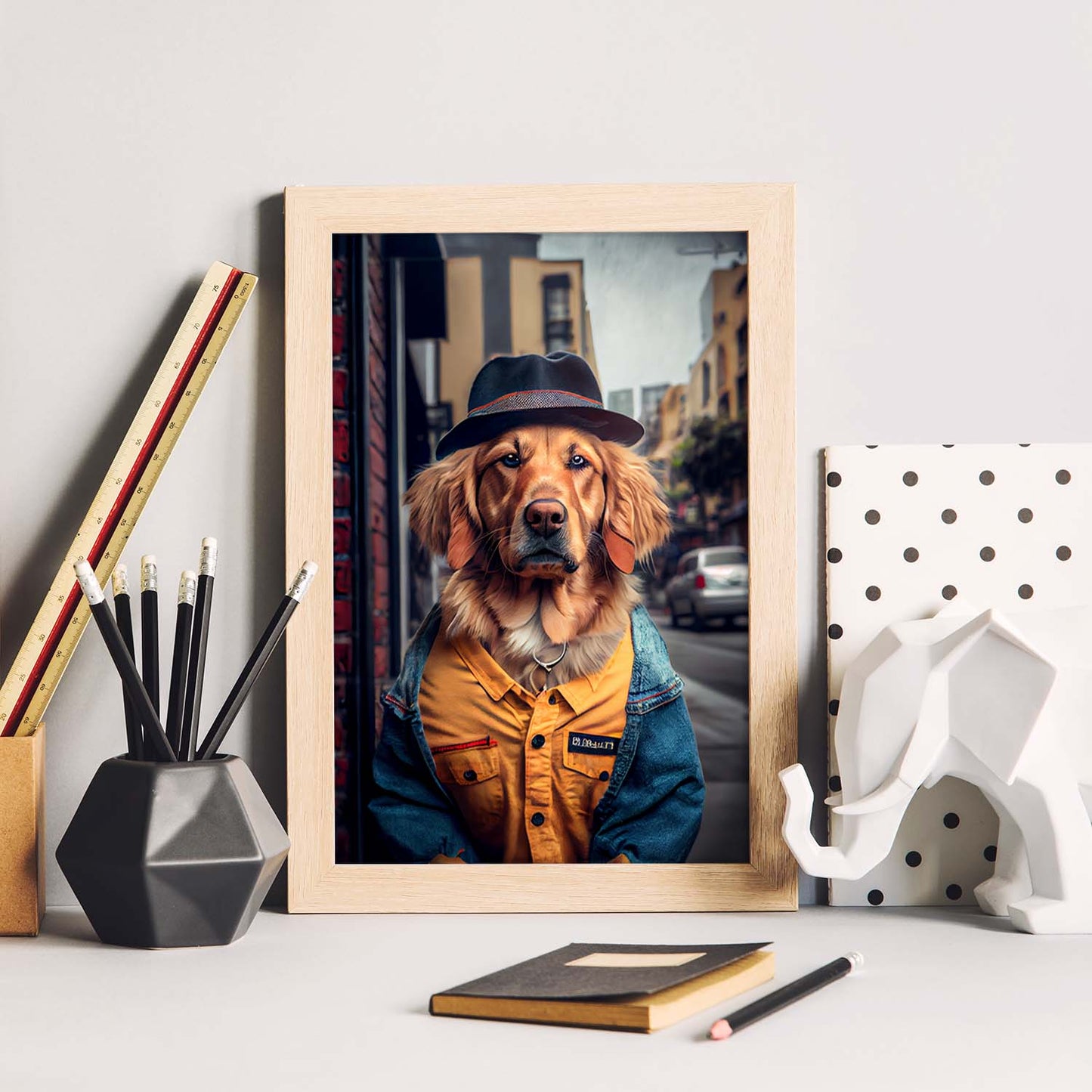 Nacnic Lámina Cocker spaniel Responsable en estilo Fotografía a todo color. Divertidas ilustraciones realistas de animales con ropa humana. Diseño y Decoración de Interiores.-Artwork-Nacnic-Nacnic Estudio SL
