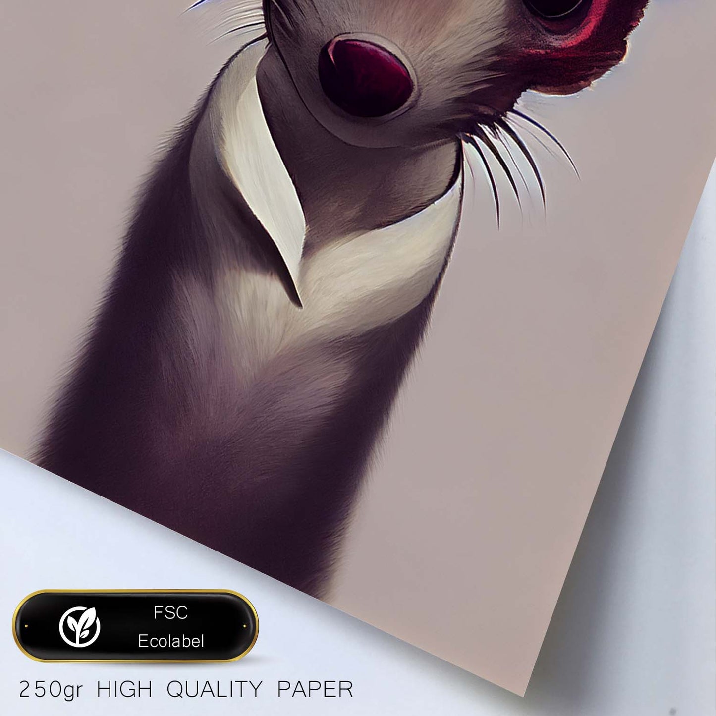 Nacnic Lámina Comadreja Tolerante estilo T. Burton. Ilustraciones y pósters de animales inspirados en el arte gótico y oscuro de Burton. Diseño y Decoración de Interiores.-Artwork-Nacnic-Nacnic Estudio SL
