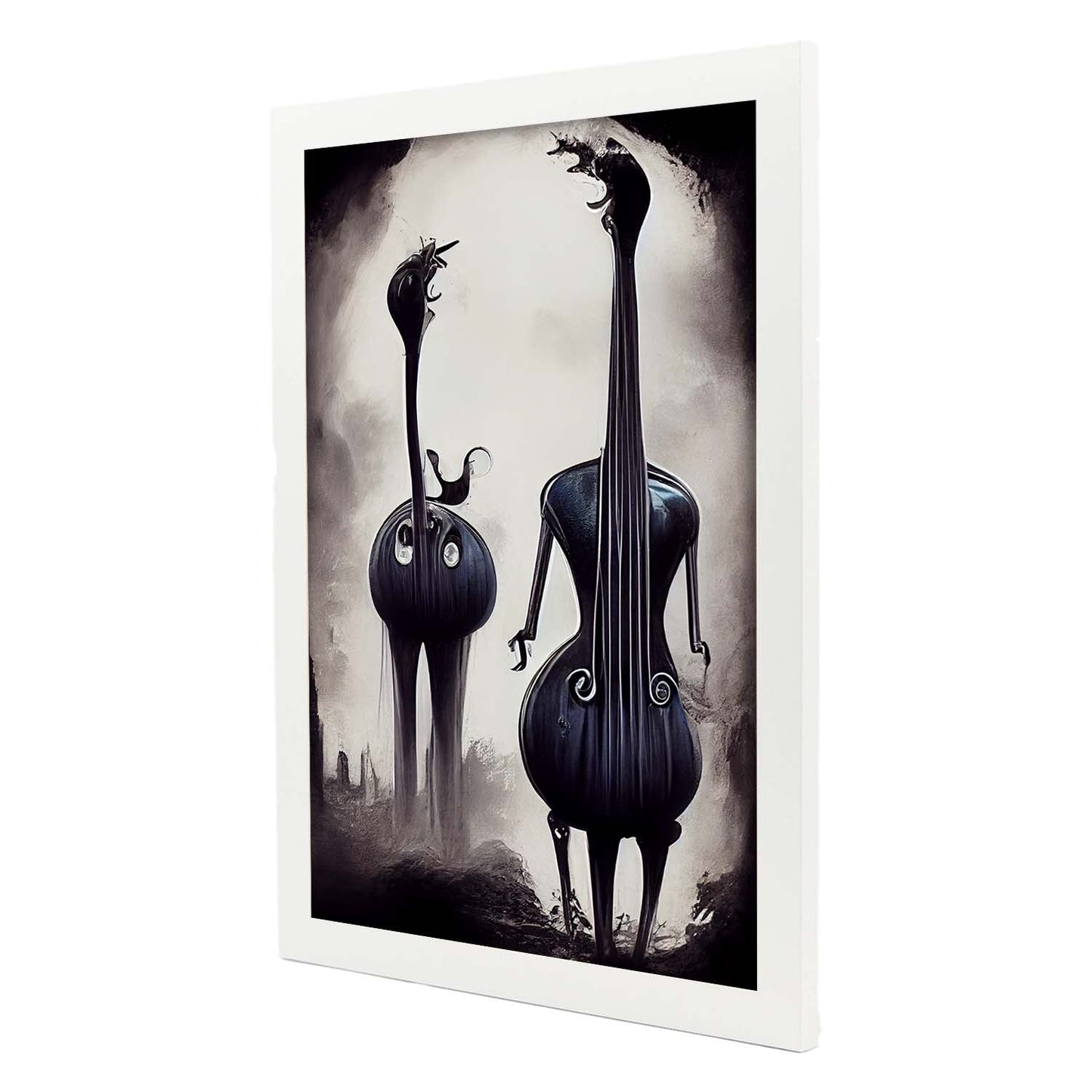 Nacnic Lámina Contrabajo Paciente al estilo de T. Burton. Ilustraciones de escenas y lugares inspiradas en arte gótico y oscuro. Diseño y Decoración de Interiores.-Artwork-Nacnic-Nacnic Estudio SL