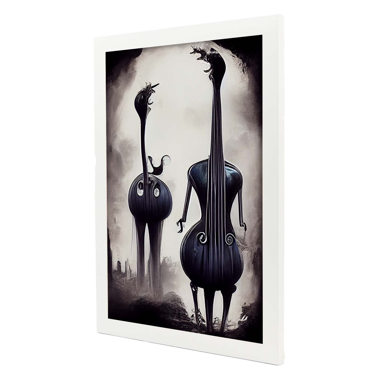Nacnic Lámina Contrabajo Paciente al estilo de T. Burton. Ilustraciones de escenas y lugares inspiradas en arte gótico y oscuro. Diseño y Decoración de Interiores.-Artwork-Nacnic-Nacnic Estudio SL