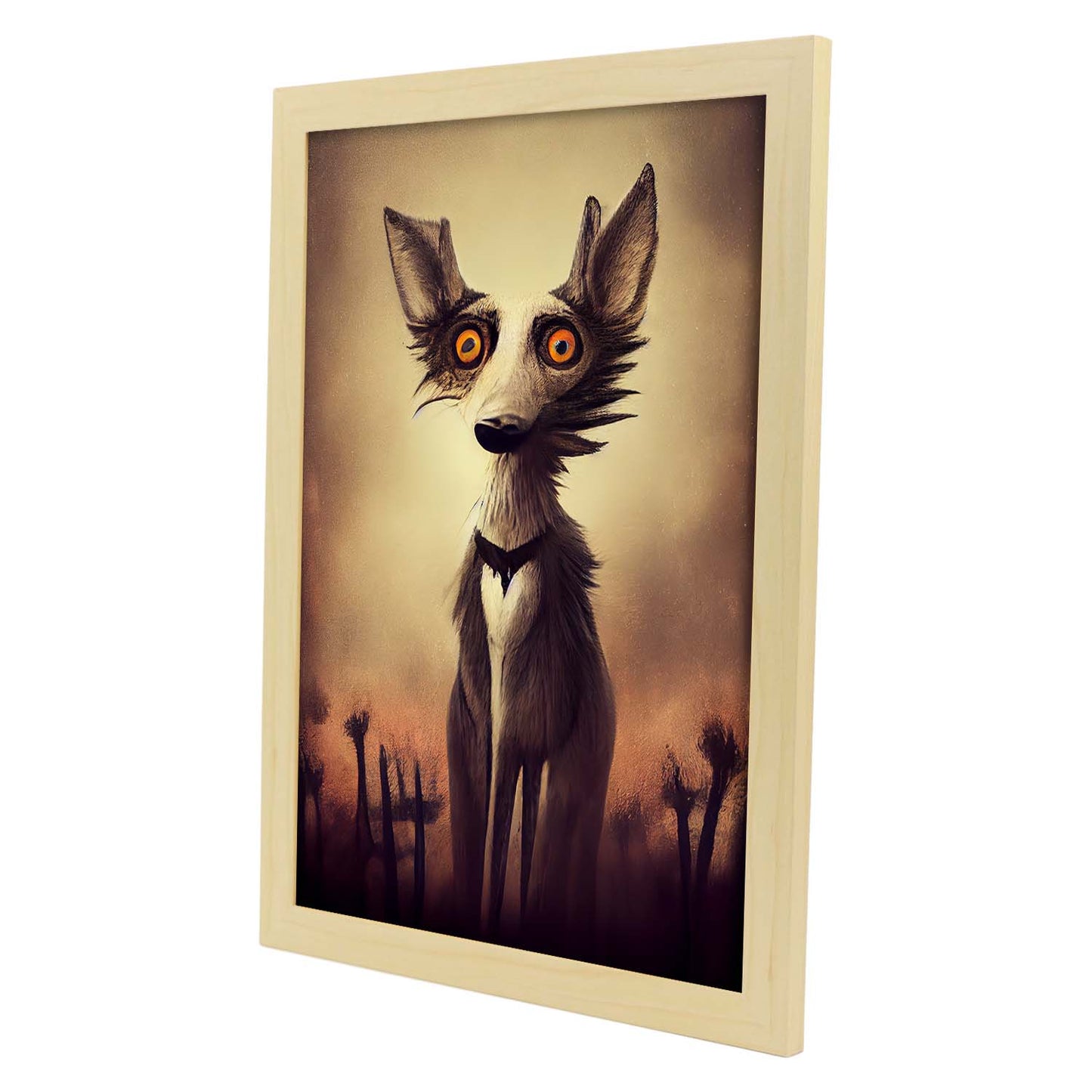 Nacnic Lámina Coyote Decidido estilo T. Burton. Ilustraciones y pósters de animales inspirados en el arte gótico y oscuro de Burton. Diseño y Decoración de Interiores.-Artwork-Nacnic-Nacnic Estudio SL