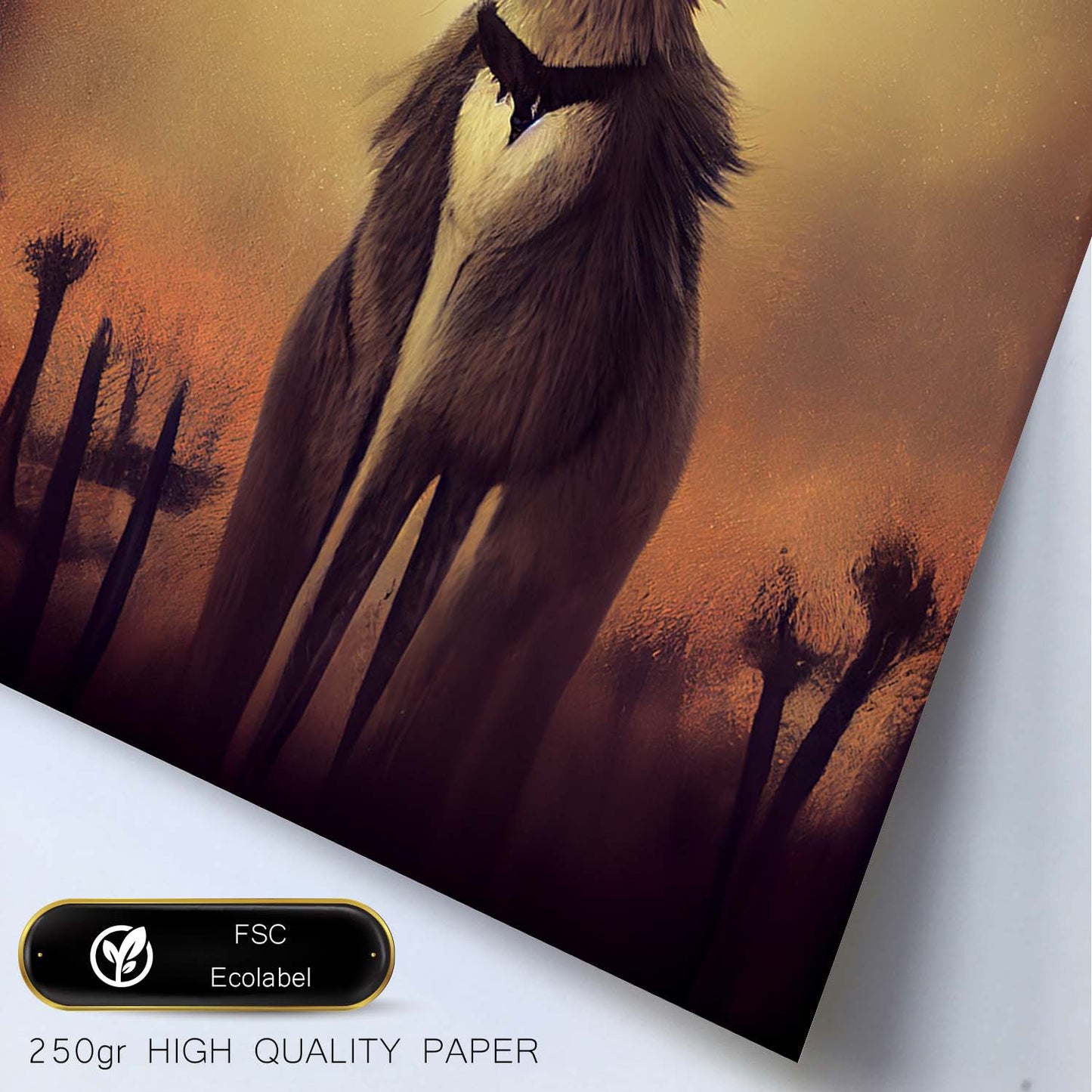 Nacnic Lámina Coyote Decidido estilo T. Burton. Ilustraciones y pósters de animales inspirados en el arte gótico y oscuro de Burton. Diseño y Decoración de Interiores.-Artwork-Nacnic-Nacnic Estudio SL