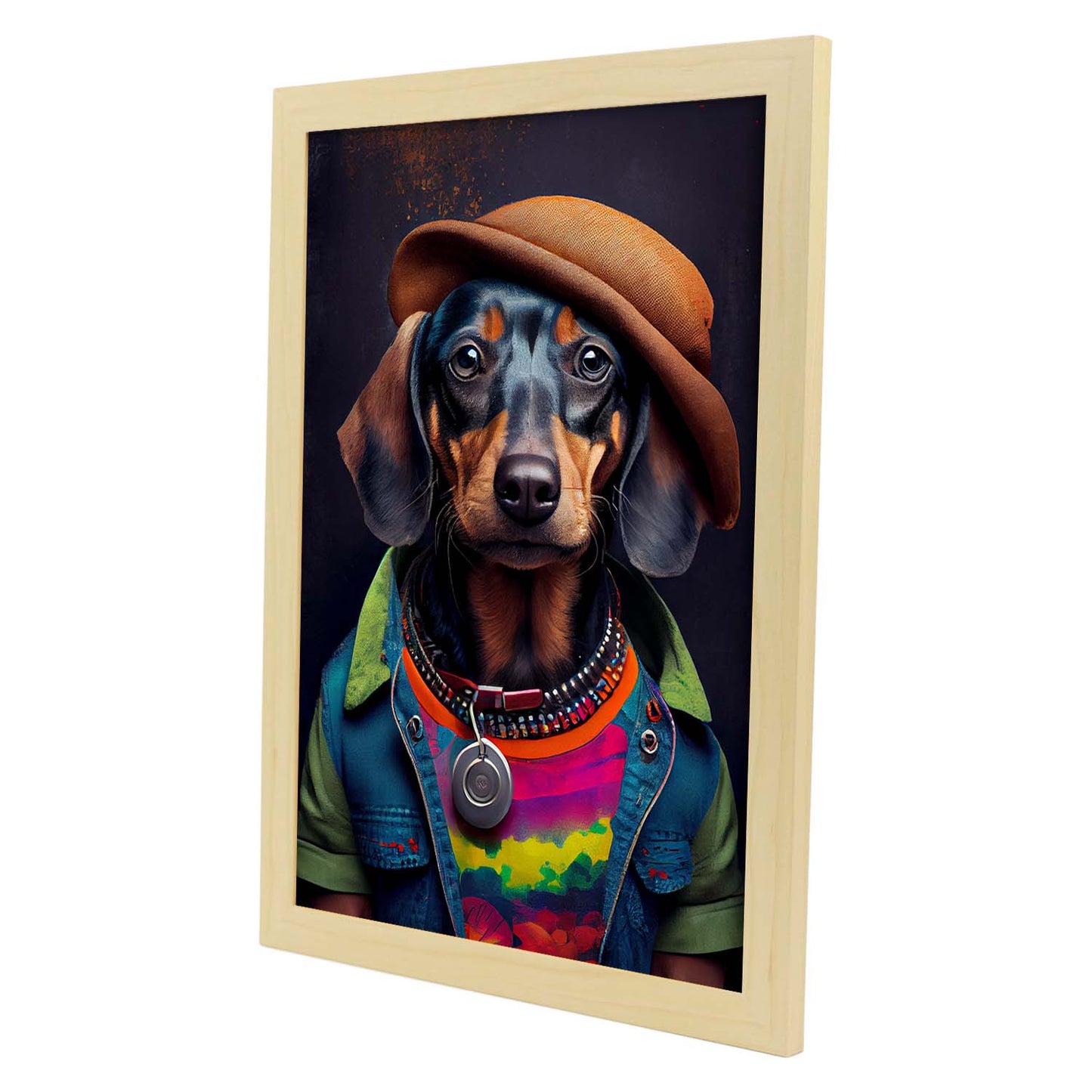 Nacnic Lámina Dachshund Compasivo en estilo Fotografía a todo color. Divertidas ilustraciones realistas de animales con ropa humana. Diseño y Decoración de Interiores.-Artwork-Nacnic-Nacnic Estudio SL