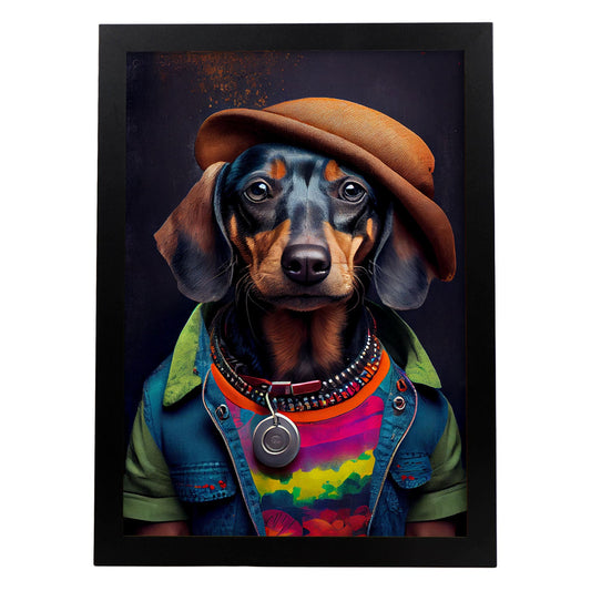 Nacnic Lámina Dachshund Compasivo en estilo Fotografía a todo color. Divertidas ilustraciones realistas de animales con ropa humana. Diseño y Decoración de Interiores.-Artwork-Nacnic-A4-Sin marco-Nacnic Estudio SL