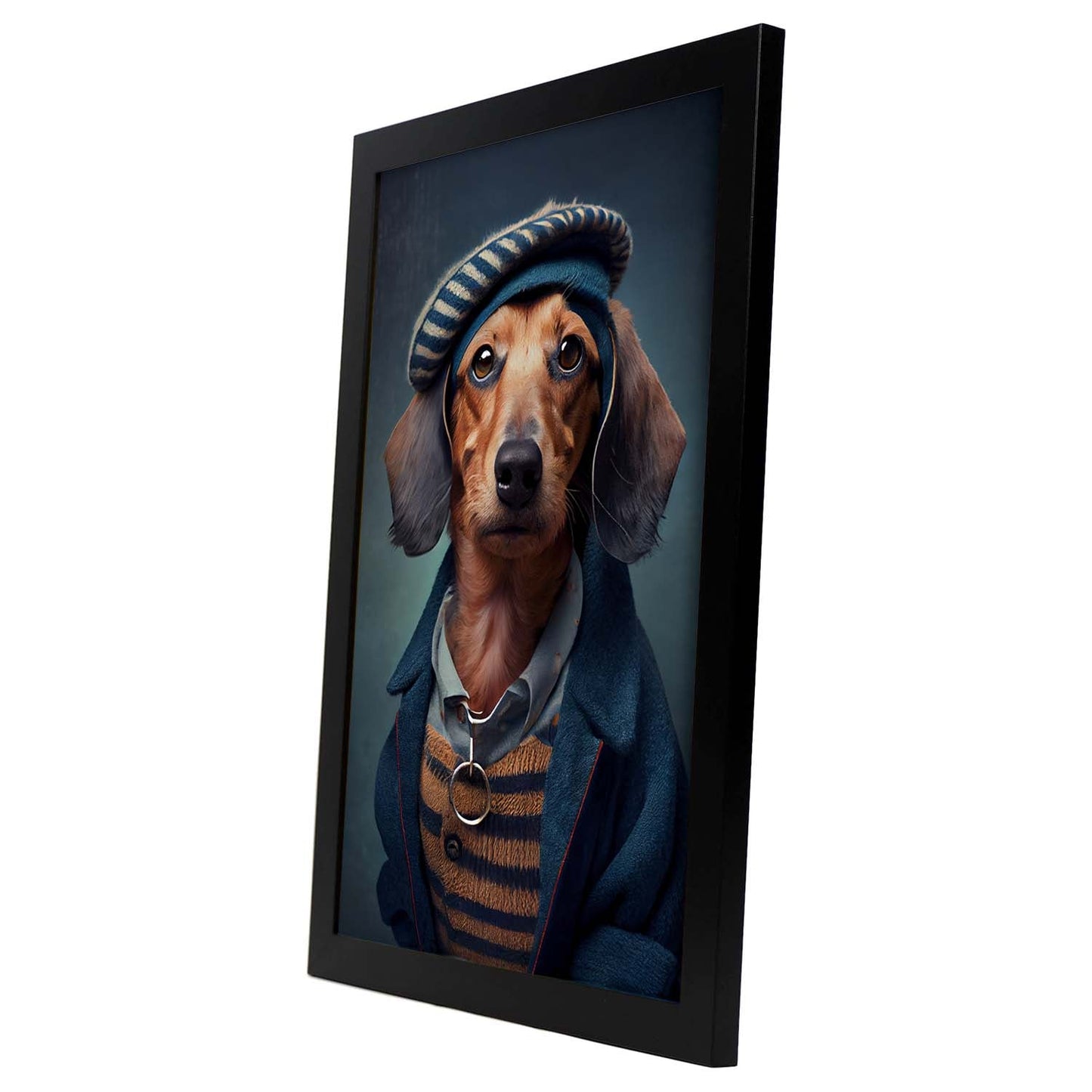 Nacnic Lámina Dachshund Curioso en estilo Fotografía a todo color. Divertidas ilustraciones realistas de animales con ropa humana. Diseño y Decoración de Interiores.-Artwork-Nacnic-Nacnic Estudio SL