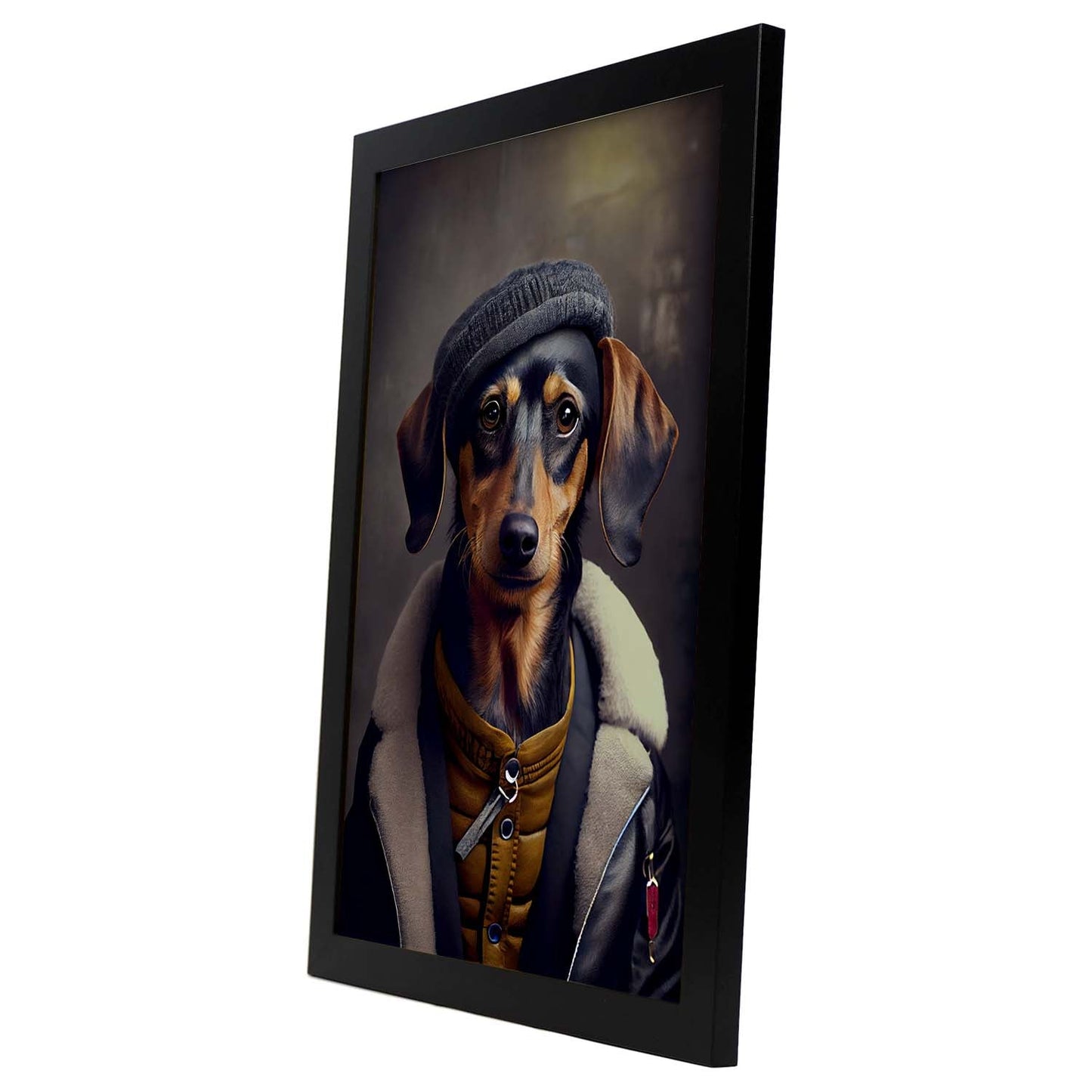Nacnic Lámina Dachshund Dependiente en estilo Fotografía a todo color. Divertidas ilustraciones realistas de animales con ropa humana. Diseño y Decoración de Interiores.-Artwork-Nacnic-Nacnic Estudio SL