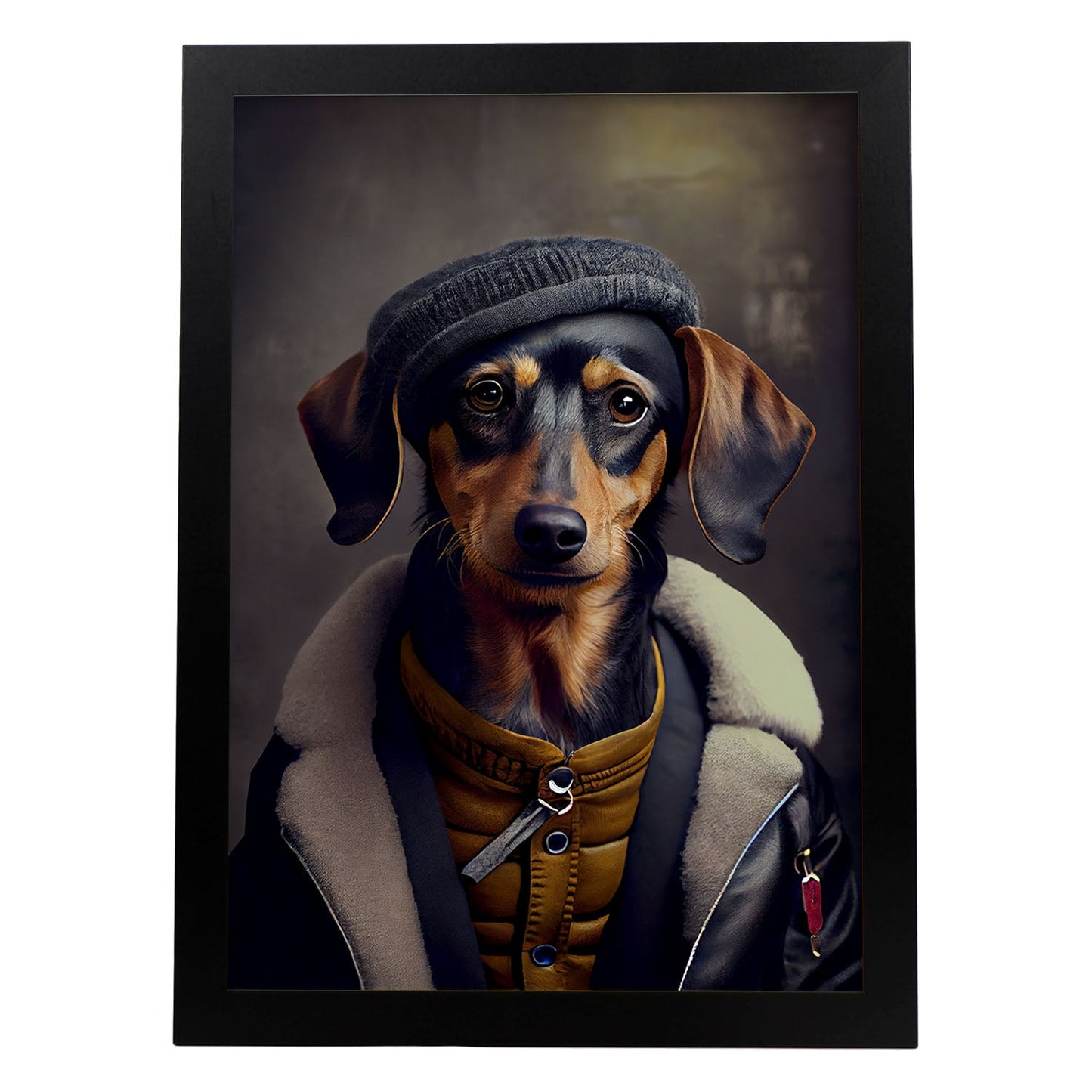 Nacnic Lámina Dachshund Dependiente en estilo Fotografía a todo color. Divertidas ilustraciones realistas de animales con ropa humana. Diseño y Decoración de Interiores.-Artwork-Nacnic-A4-Sin marco-Nacnic Estudio SL