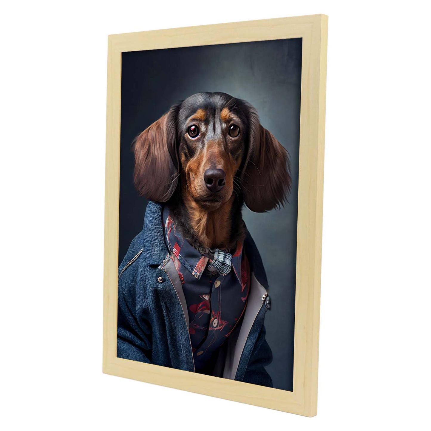 Nacnic Lámina Dachshund Paciente en estilo Fotografía a todo color. Divertidas ilustraciones realistas de animales con ropa humana. Diseño y Decoración de Interiores.-Artwork-Nacnic-Nacnic Estudio SL