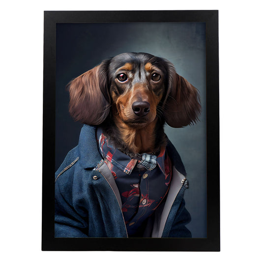 Nacnic Lámina Dachshund Paciente en estilo Fotografía a todo color. Divertidas ilustraciones realistas de animales con ropa humana. Diseño y Decoración de Interiores.-Artwork-Nacnic-A4-Sin marco-Nacnic Estudio SL