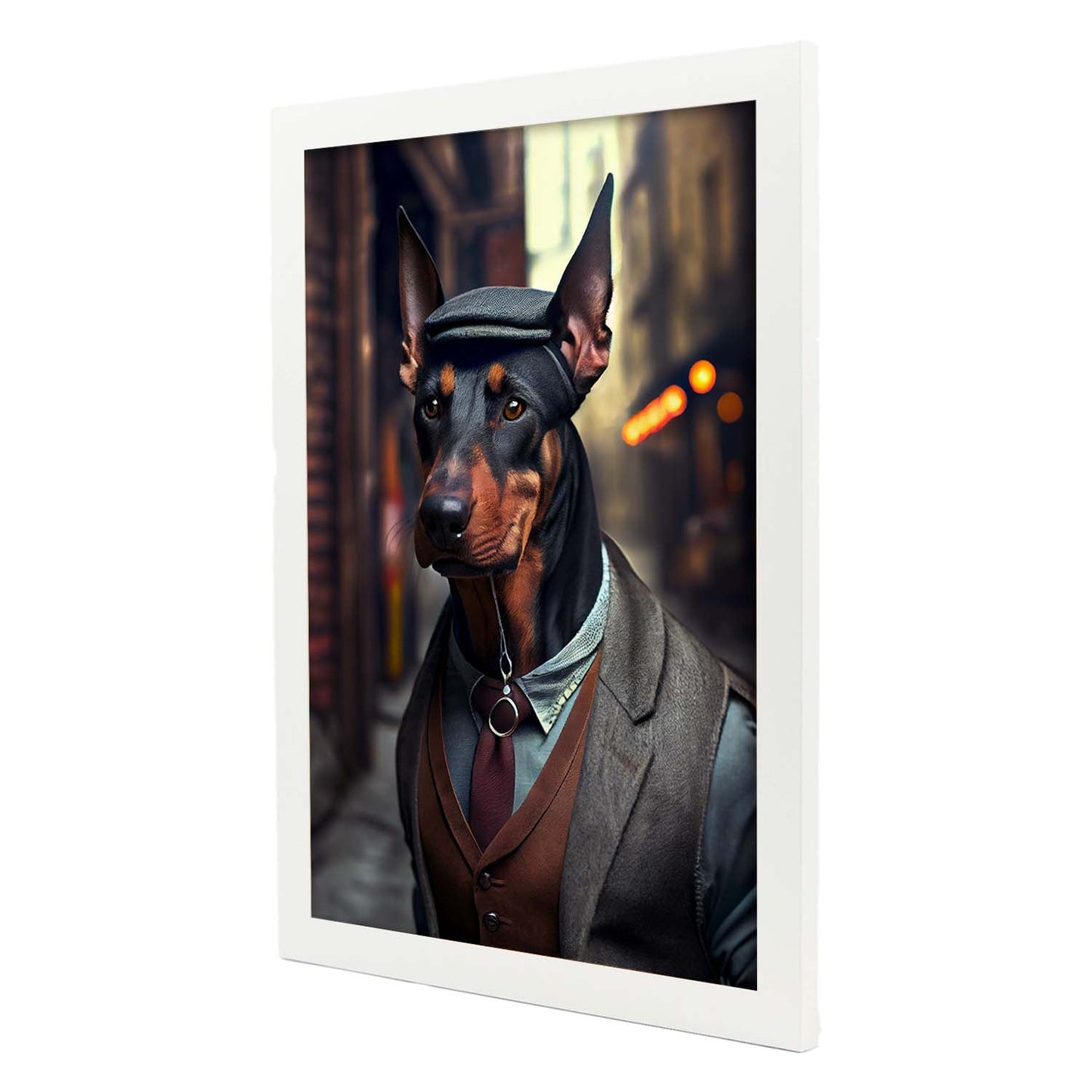 Nacnic Lámina Doberman Dependiente en estilo Fotografía a todo color. Divertidas ilustraciones realistas de animales con ropa humana. Diseño y Decoración de Interiores.-Artwork-Nacnic-Nacnic Estudio SL