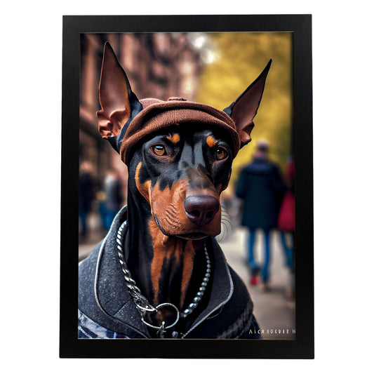 Nacnic Lámina Doberman Humilde en estilo Fotografía a todo color. Divertidas ilustraciones realistas de animales con ropa humana. Diseño y Decoración de Interiores.-Artwork-Nacnic-A4-Sin marco-Nacnic Estudio SL