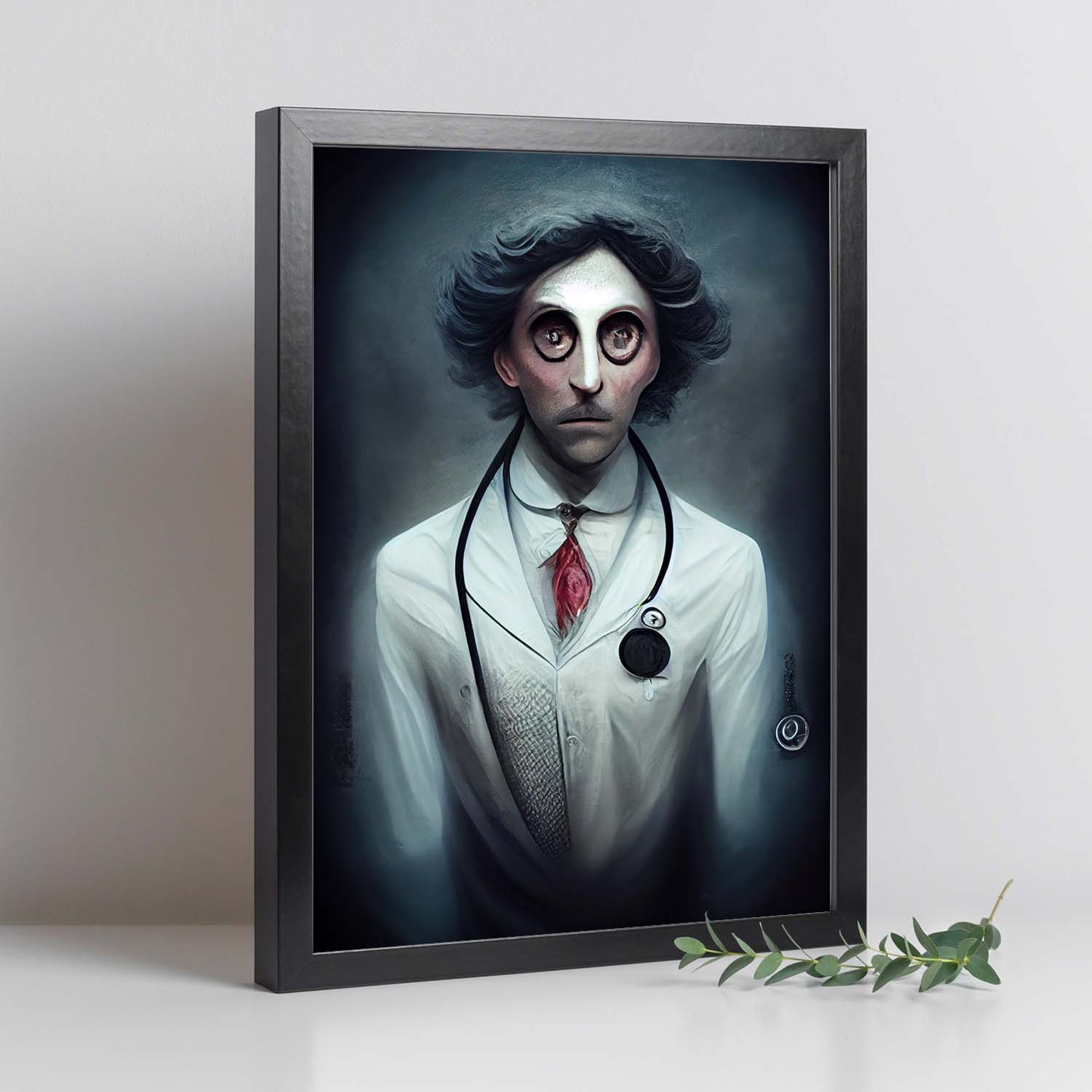 Nacnic Lámina Doctor Racional al estilo de T. Burton. Ilustraciones de profesiones y oficios inspiradas en arte gótico y oscuro. Diseño y Decoración de Interiores.-Artwork-Nacnic-Nacnic Estudio SL