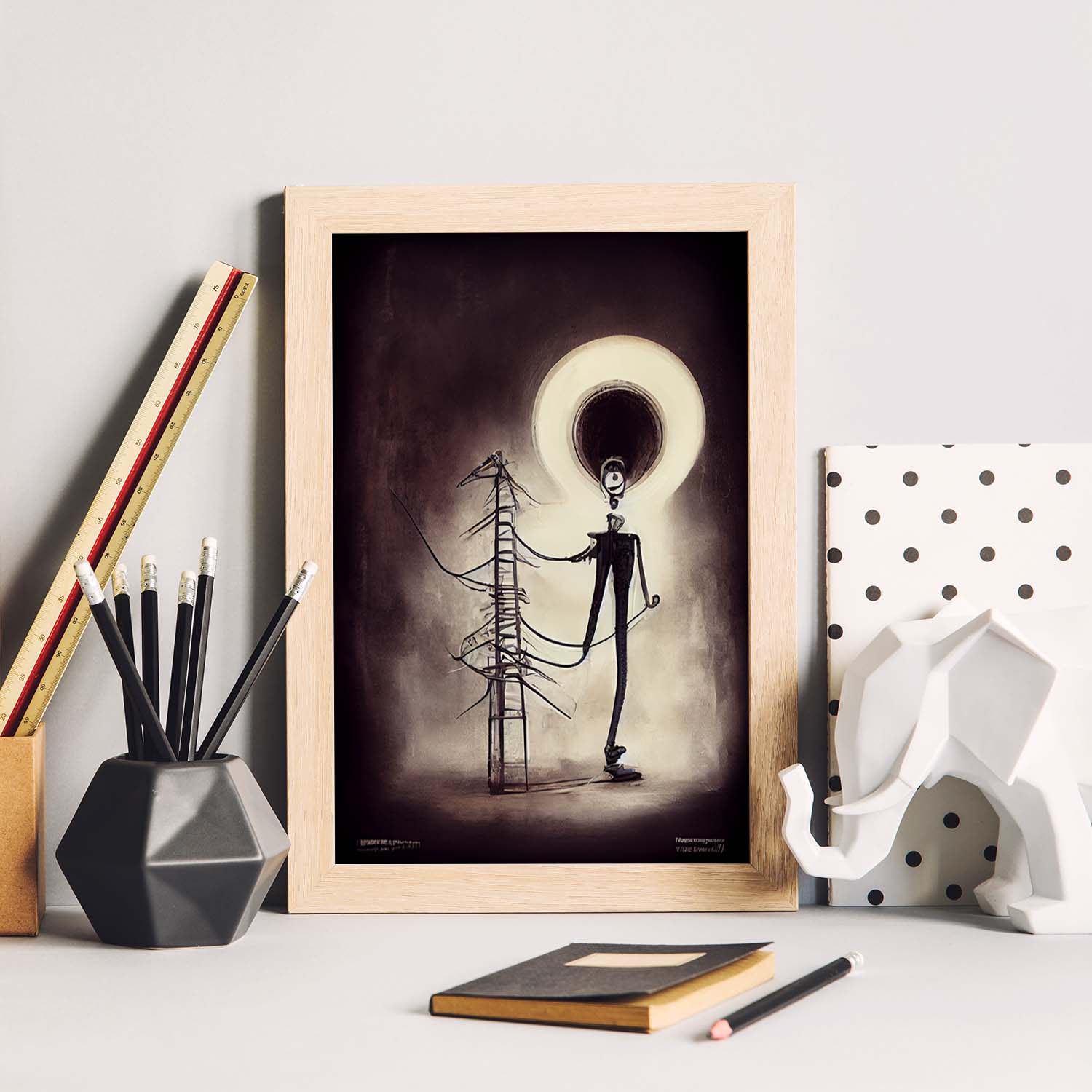 Nacnic Lámina Electricista Creativo al estilo de T. Burton. Ilustraciones de profesiones y oficios inspiradas en arte gótico y oscuro. Diseño y Decoración de Interiores.-Artwork-Nacnic-Nacnic Estudio SL