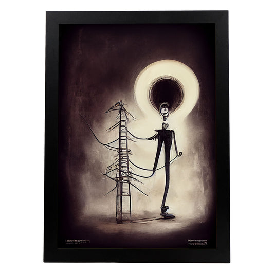 Nacnic Lámina Electricista Creativo al estilo de T. Burton. Ilustraciones de profesiones y oficios inspiradas en arte gótico y oscuro. Diseño y Decoración de Interiores.-Artwork-Nacnic-A4-Sin marco-Nacnic Estudio SL