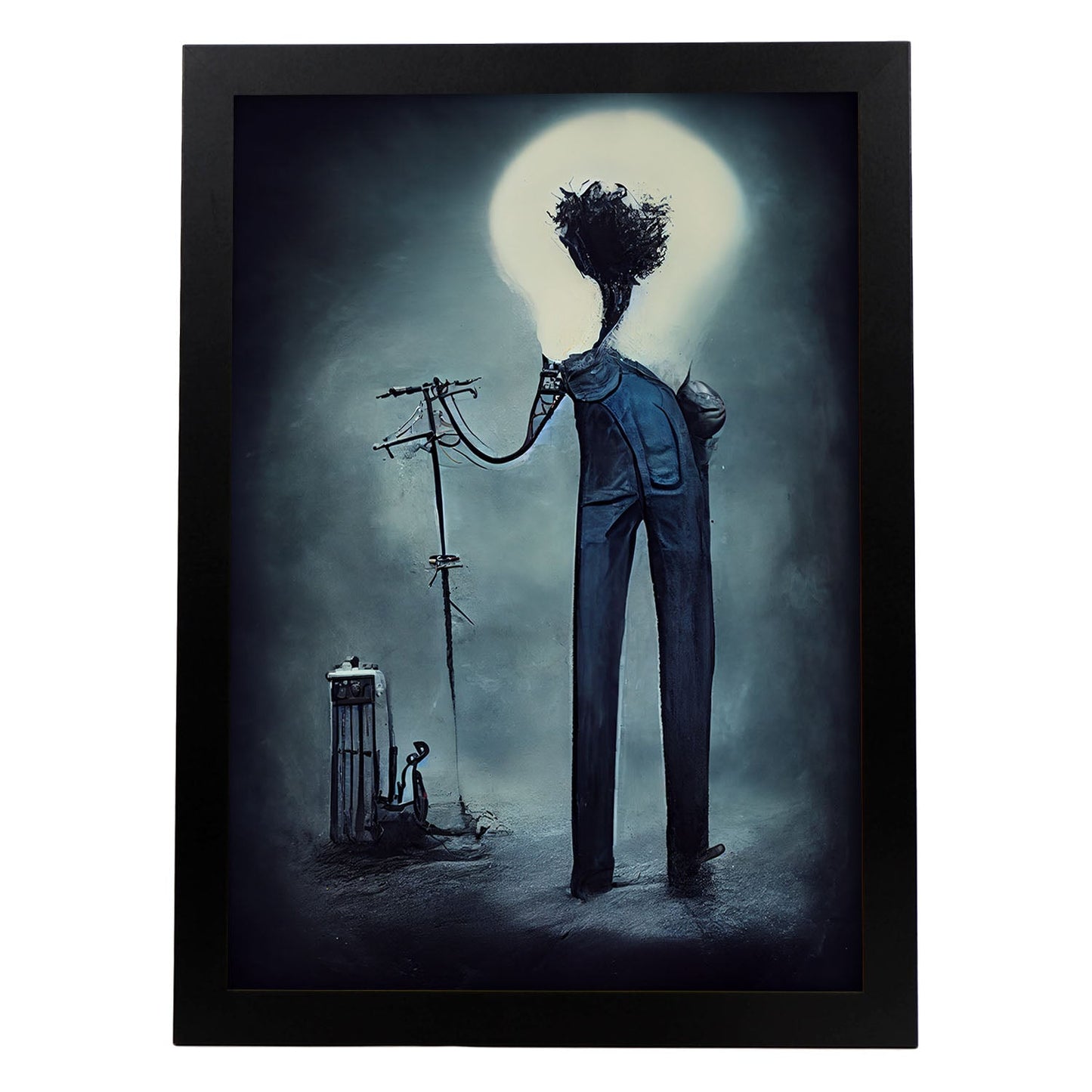 Nacnic Lámina Electricista Empático al estilo de T. Burton. Ilustraciones de profesiones y oficios inspiradas en arte gótico y oscuro. Diseño y Decoración de Interiores.-Artwork-Nacnic-A4-Sin marco-Nacnic Estudio SL