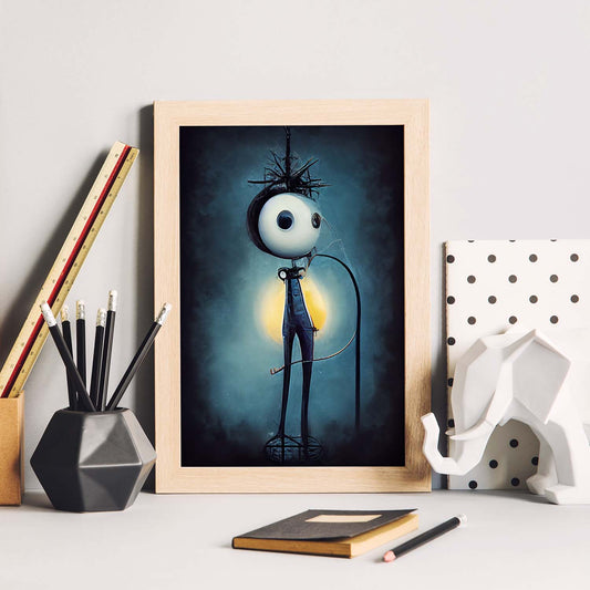 Nacnic Lámina Electricista Imaginativo al estilo de T. Burton. Ilustraciones de profesiones y oficios inspiradas en arte gótico y oscuro. Diseño y Decoración de Interiores.-Artwork-Nacnic-Nacnic Estudio SL