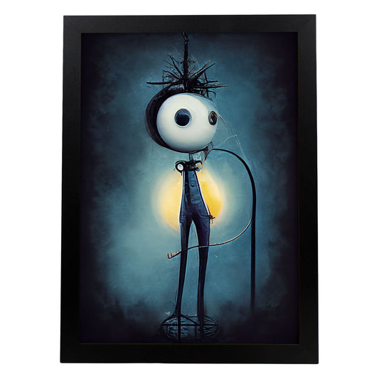 Nacnic Lámina Electricista Imaginativo al estilo de T. Burton. Ilustraciones de profesiones y oficios inspiradas en arte gótico y oscuro. Diseño y Decoración de Interiores.-Artwork-Nacnic-A4-Sin marco-Nacnic Estudio SL