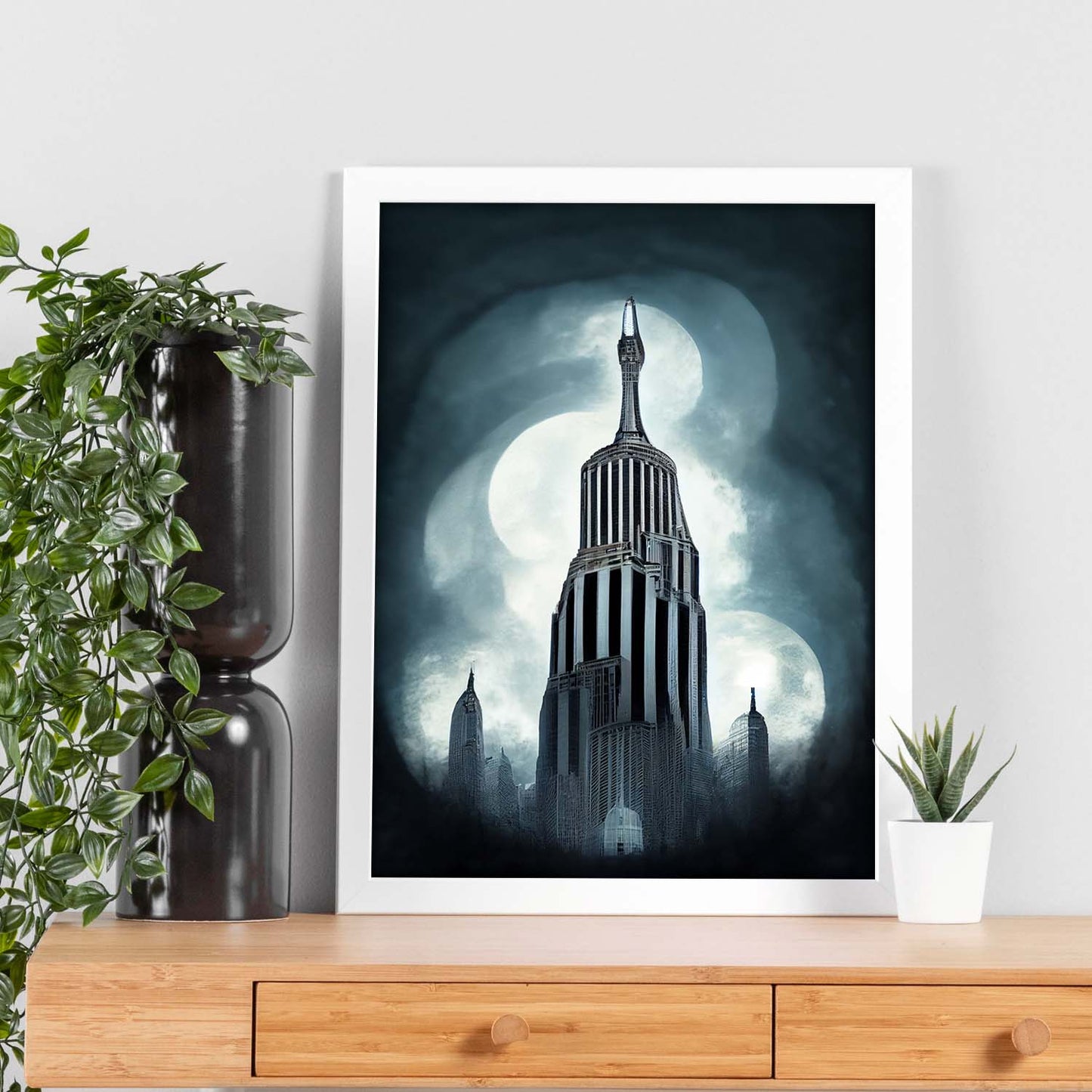 Nacnic Lámina Empire State Audaz al estilo de T. Burton. Ilustraciones de monumentos, ciudades, paises inspiradas en arte gótico y oscuro. Diseño y Decoración de Interiores.-Artwork-Nacnic-Nacnic Estudio SL