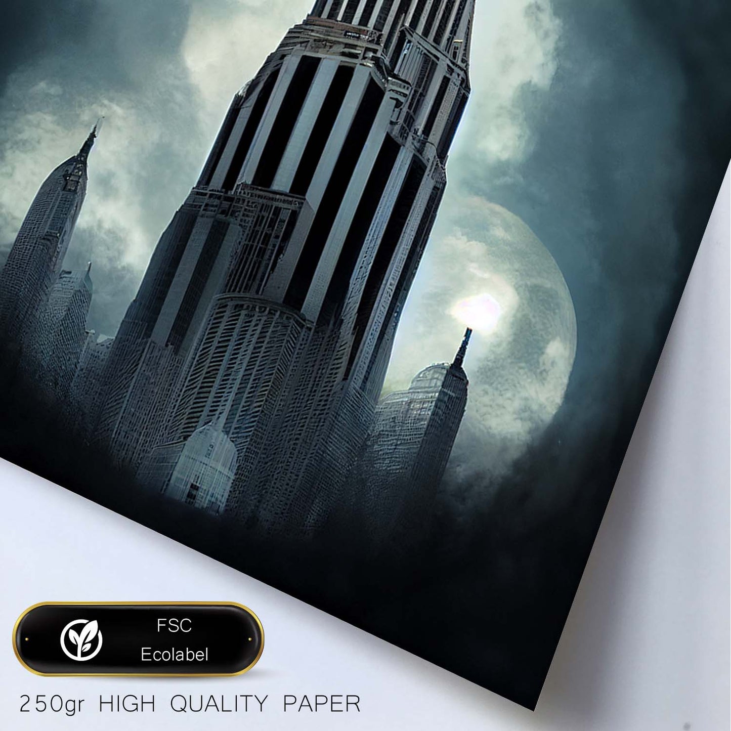 Nacnic Lámina Empire State Audaz al estilo de T. Burton. Ilustraciones de monumentos, ciudades, paises inspiradas en arte gótico y oscuro. Diseño y Decoración de Interiores.-Artwork-Nacnic-Nacnic Estudio SL
