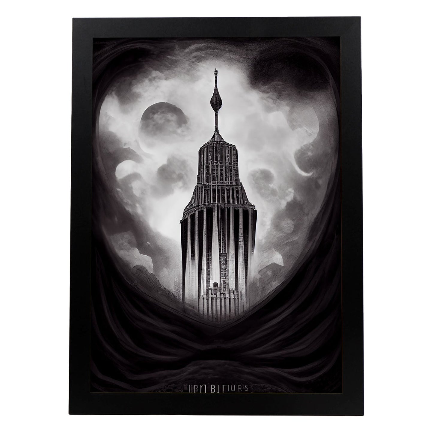 Nacnic Lámina Empire State Intelectual al estilo de T. Burton. Ilustraciones de monumentos, ciudades, paises inspiradas en arte gótico y oscuro. Diseño y Decoración de Interiores.-Artwork-Nacnic-A4-Sin marco-Nacnic Estudio SL
