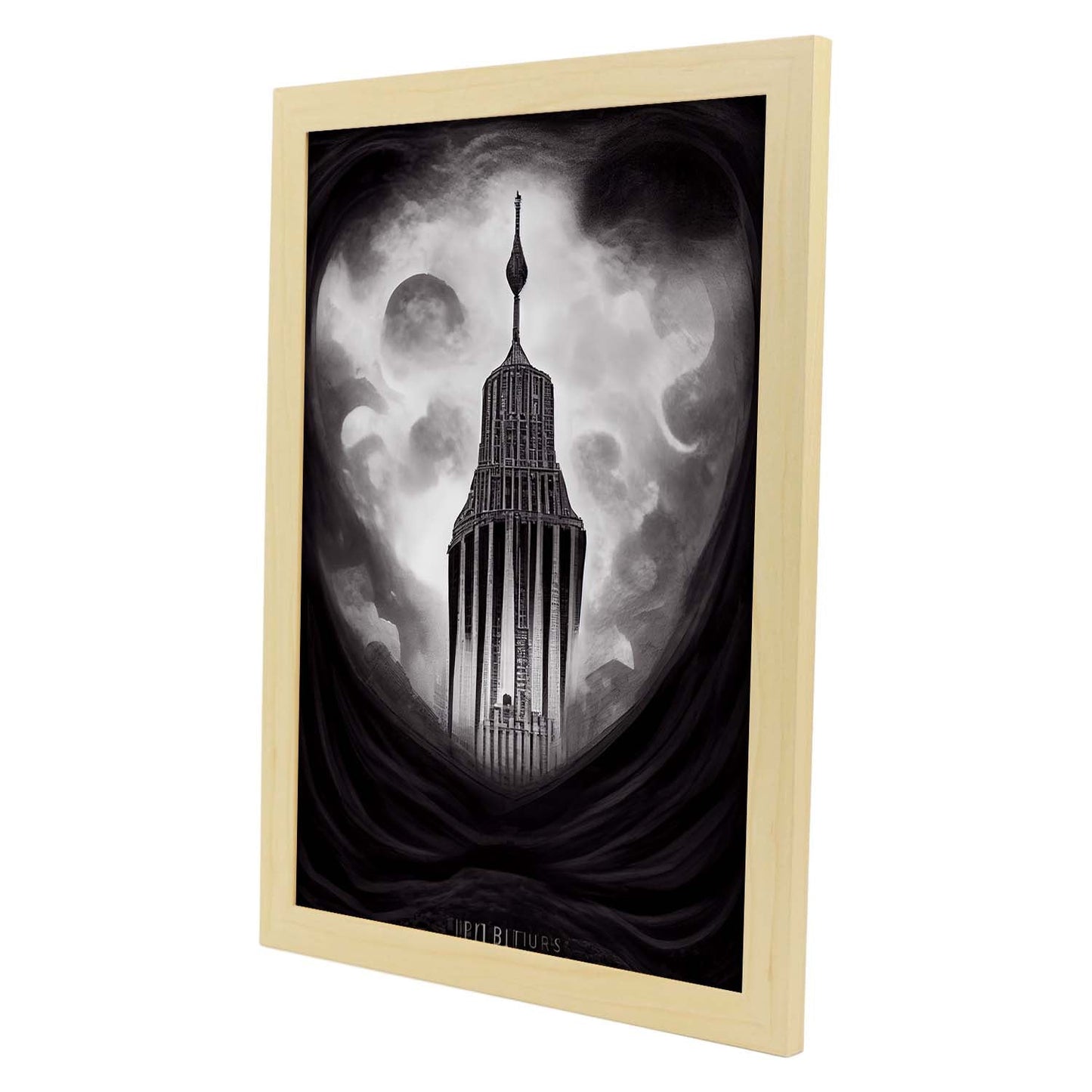 Nacnic Lámina Empire State Intelectual al estilo de T. Burton. Ilustraciones de monumentos, ciudades, paises inspiradas en arte gótico y oscuro. Diseño y Decoración de Interiores.-Artwork-Nacnic-Nacnic Estudio SL