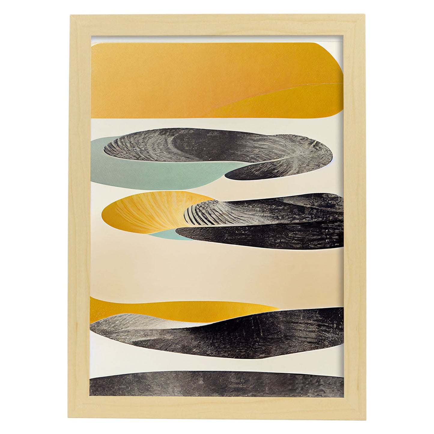 Nacnic Lámina en Estilo Abstracto Extraterreste. Llamativas y modernas Ilustraciones artísticas a todo color para el Diseño y Decoración de Interiores.-Artwork-Nacnic-A4-Marco Madera clara-Nacnic Estudio SL