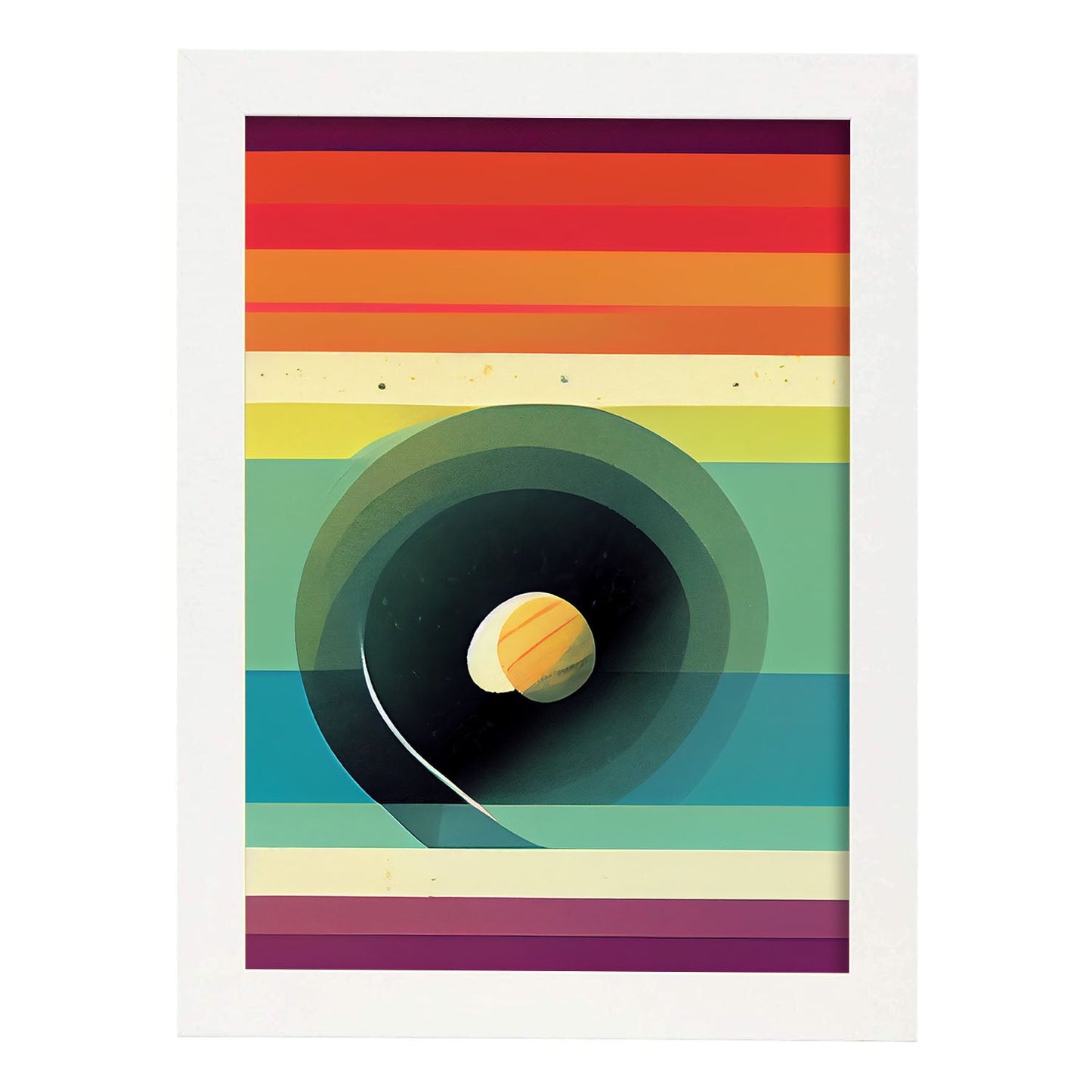 Nacnic Lámina en Estilo Abstracto Planetario. Llamativas y modernas Ilustraciones artísticas a todo color para el Diseño y Decoración de Interiores.-Artwork-Nacnic-A4-Marco Blanco-Nacnic Estudio SL