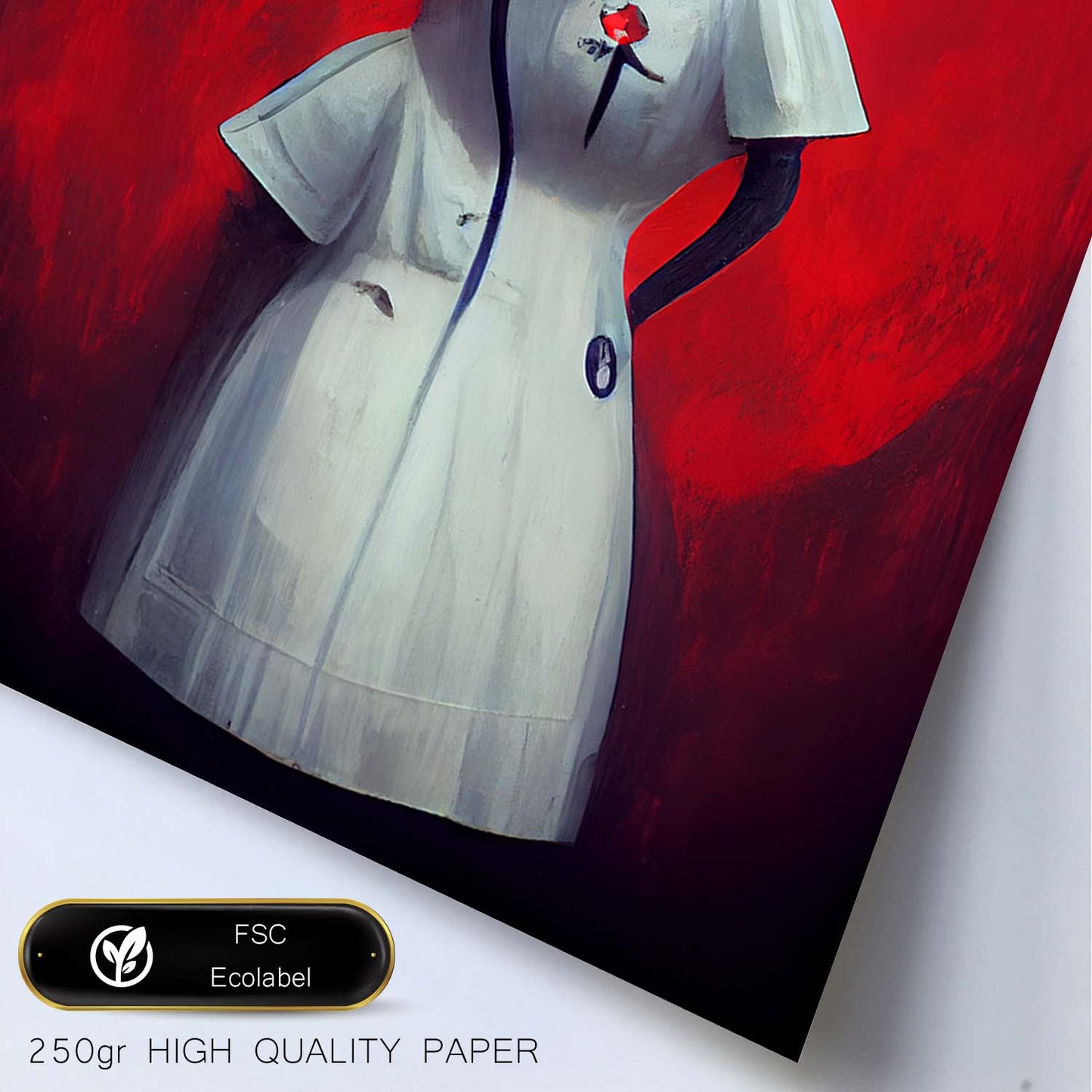 Nacnic Lámina Enfermera Racional al estilo de T. Burton. Ilustraciones de profesiones y oficios inspiradas en arte gótico y oscuro. Diseño y Decoración de Interiores.-Artwork-Nacnic-Nacnic Estudio SL
