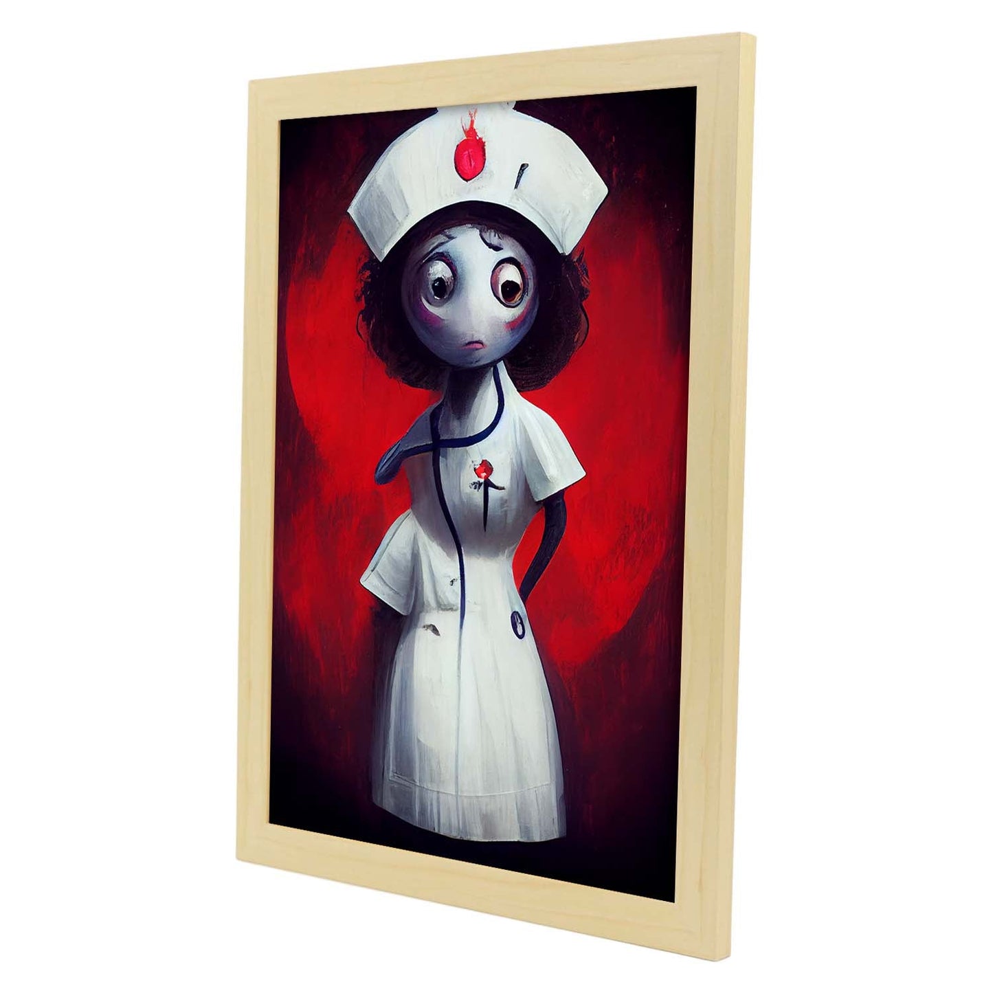 Nacnic Lámina Enfermera Racional al estilo de T. Burton. Ilustraciones de profesiones y oficios inspiradas en arte gótico y oscuro. Diseño y Decoración de Interiores.-Artwork-Nacnic-Nacnic Estudio SL