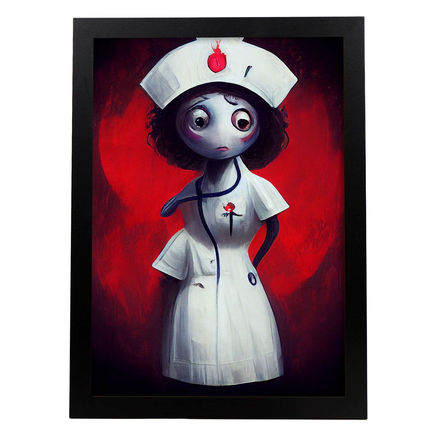 Nacnic Lámina Enfermera Racional al estilo de T. Burton. Ilustraciones de profesiones y oficios inspiradas en arte gótico y oscuro. Diseño y Decoración de Interiores.-Artwork-Nacnic-A3-Sin marco-Nacnic Estudio SL