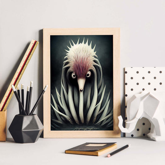 Nacnic Lámina Equidna Práctico estilo T. Burton. Ilustraciones y pósters de animales inspirados en el arte gótico y oscuro de Burton. Diseño y Decoración de Interiores.-Artwork-Nacnic-Nacnic Estudio SL
