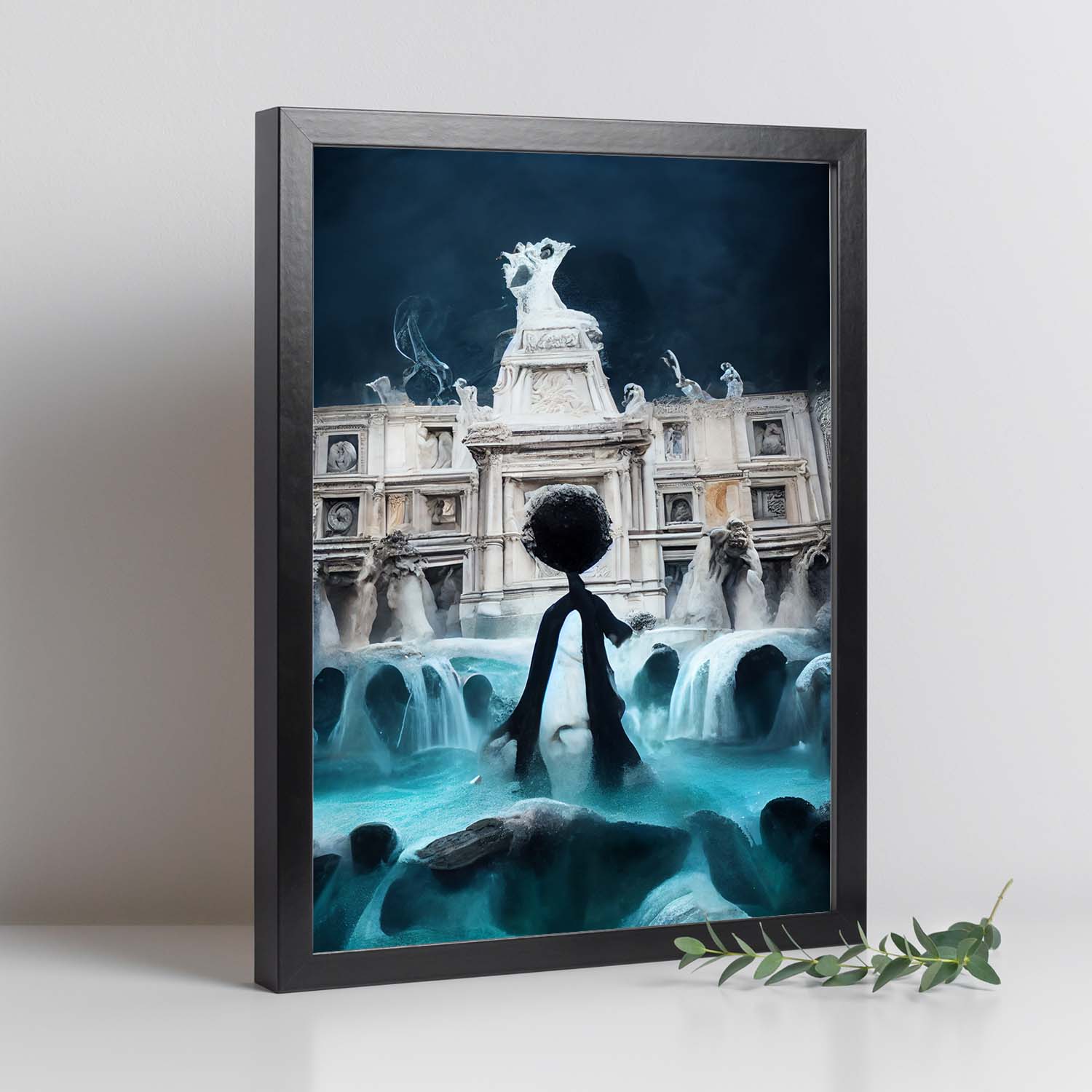 Nacnic Lámina Fontana di Trevi Humilde al estilo de T. Burton. Ilustraciones de monumentos, ciudades, paises inspiradas en arte gótico y oscuro. Diseño y Decoración de Interiores.-Artwork-Nacnic-Nacnic Estudio SL