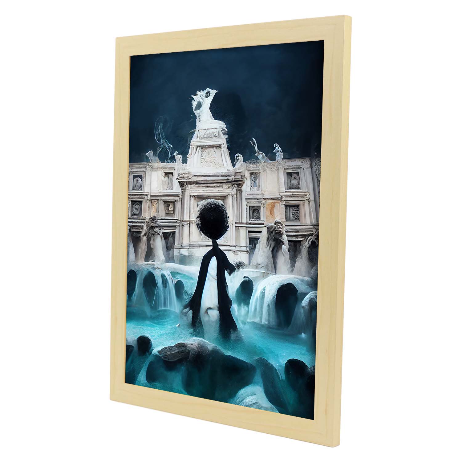 Nacnic Lámina Fontana di Trevi Humilde al estilo de T. Burton. Ilustraciones de monumentos, ciudades, paises inspiradas en arte gótico y oscuro. Diseño y Decoración de Interiores.-Artwork-Nacnic-Nacnic Estudio SL