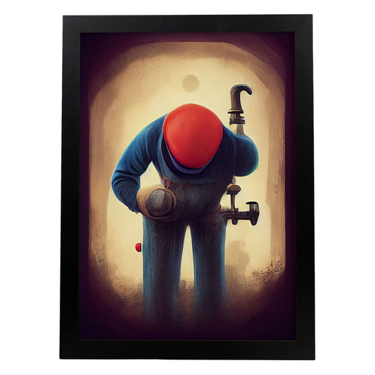 Nacnic Lámina Fontanero Sociable al estilo de T. Burton. Ilustraciones de profesiones y oficios inspiradas en arte gótico y oscuro. Diseño y Decoración de Interiores.-Artwork-Nacnic-A4-Sin marco-Nacnic Estudio SL