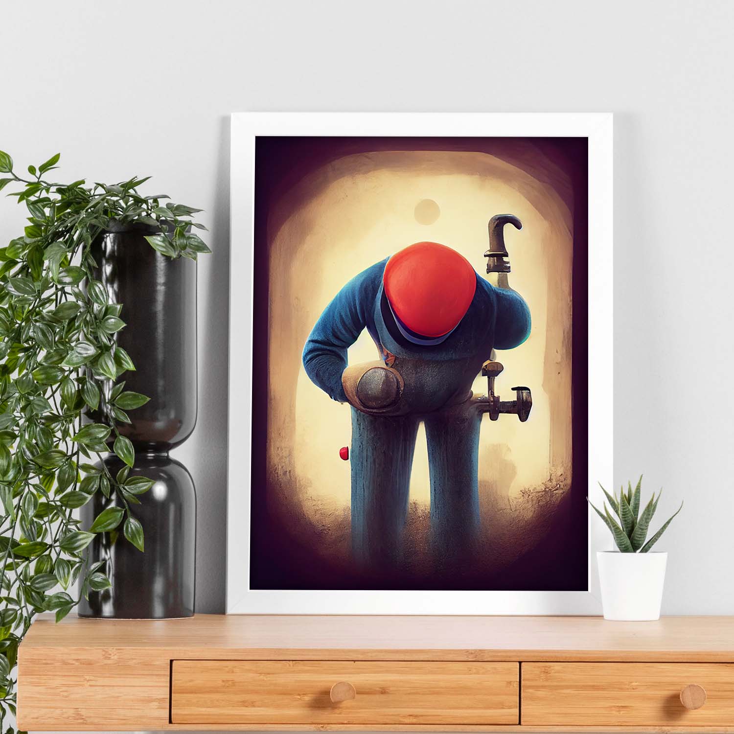 Nacnic Lámina Fontanero Sociable al estilo de T. Burton. Ilustraciones de profesiones y oficios inspiradas en arte gótico y oscuro. Diseño y Decoración de Interiores.-Artwork-Nacnic-Nacnic Estudio SL