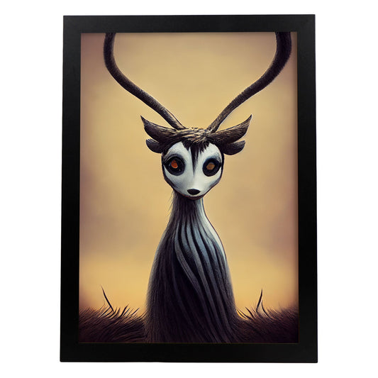 Nacnic Lámina Gacela Curioso estilo T. Burton. Ilustraciones y pósters de animales inspirados en el arte gótico y oscuro de Burton. Diseño y Decoración de Interiores.-Artwork-Nacnic-A4-Sin marco-Nacnic Estudio SL