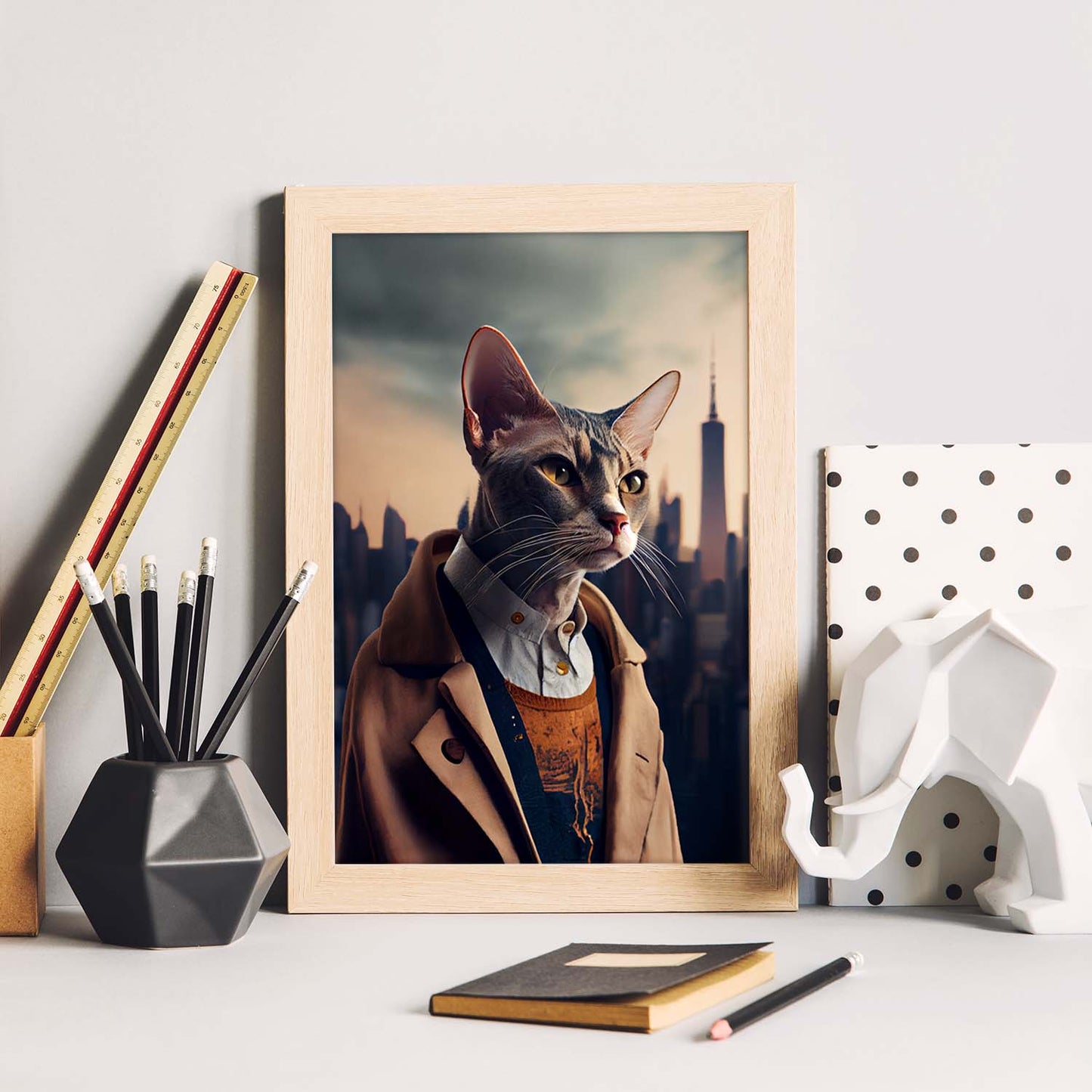 Nacnic Lámina Gato Colorpoint Compasivo en estilo Fotografía a todo color. Divertidas ilustraciones realistas de animales con ropa humana. Diseño y Decoración de Interiores.-Artwork-Nacnic-Nacnic Estudio SL