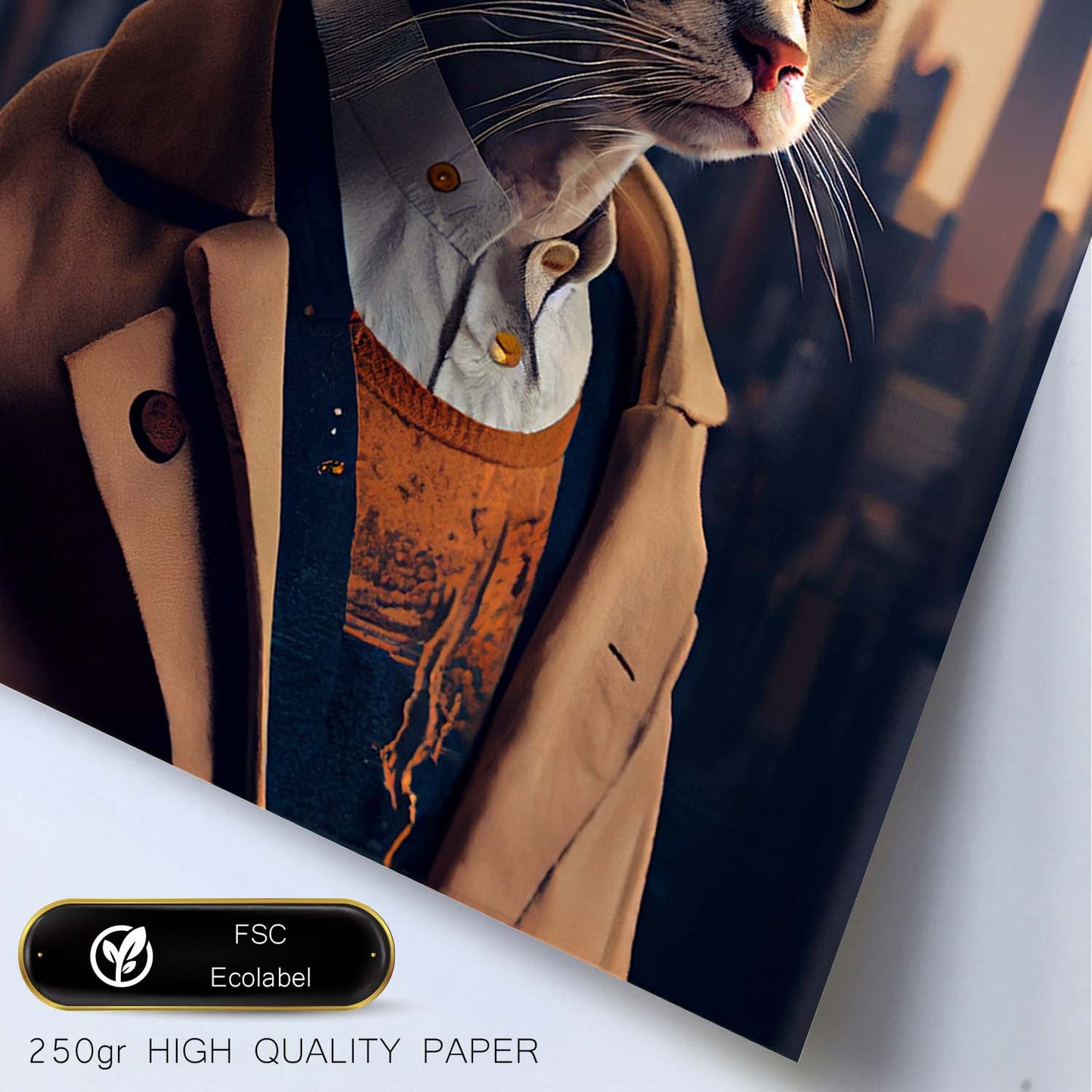 Nacnic Lámina Gato Colorpoint Compasivo en estilo Fotografía a todo color. Divertidas ilustraciones realistas de animales con ropa humana. Diseño y Decoración de Interiores.-Artwork-Nacnic-Nacnic Estudio SL