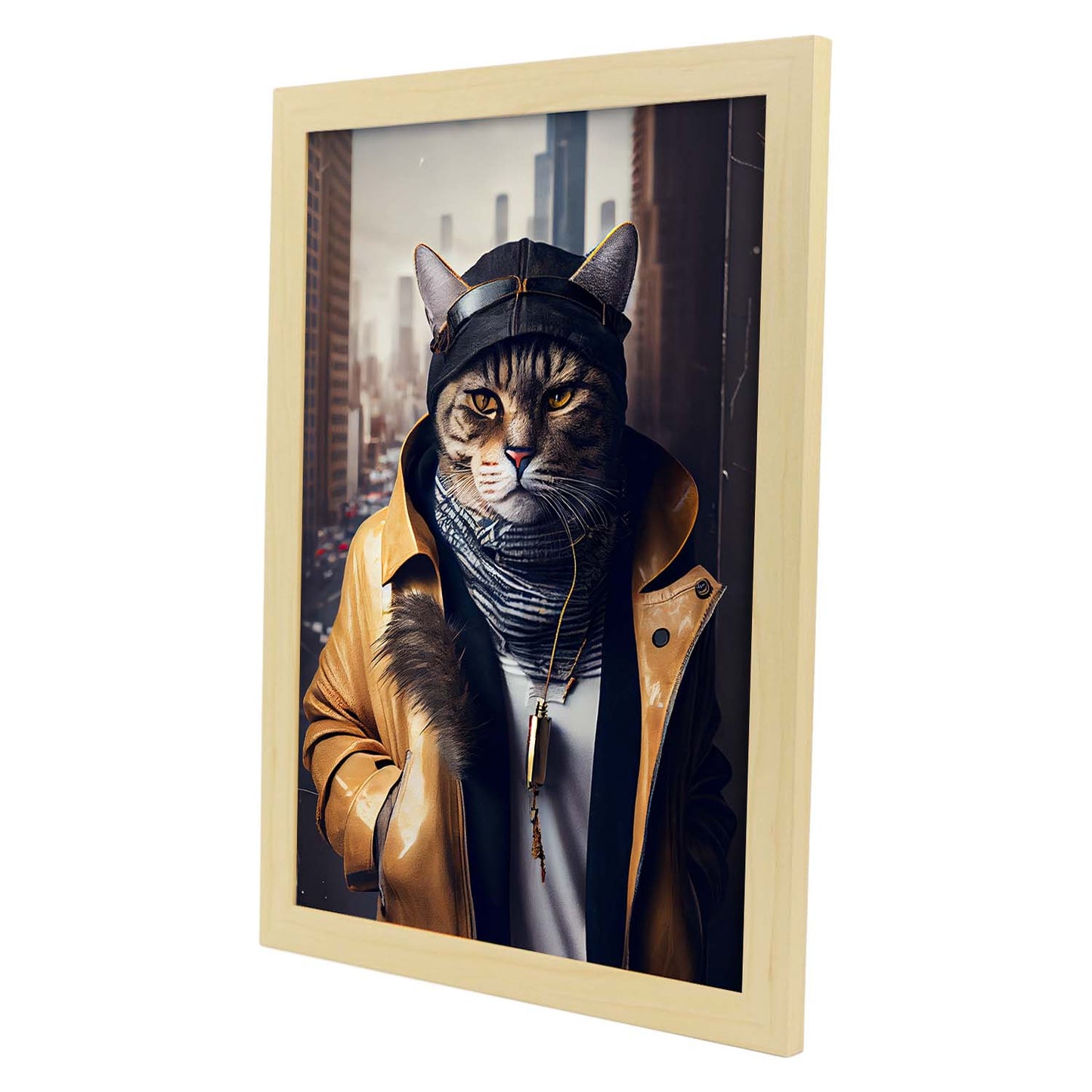Nacnic Lámina Gato Habana brown Valiente en estilo Fotografía a todo color. Divertidas ilustraciones realistas de animales con ropa humana. Diseño y Decoración de Interiores.-Artwork-Nacnic-Nacnic Estudio SL
