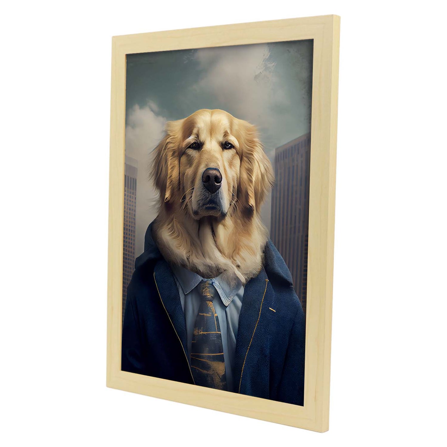 Nacnic Lámina Golden Retriever Leal en estilo Fotografía a todo color. Divertidas ilustraciones realistas de animales con ropa humana. Diseño y Decoración de Interiores.-Artwork-Nacnic-Nacnic Estudio SL