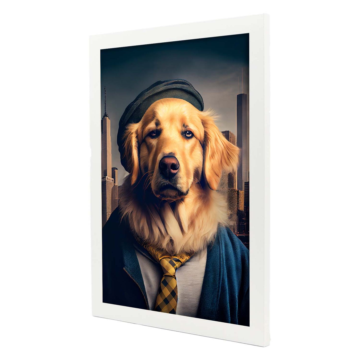 Nacnic Lámina Golden retriever Sensible en estilo Fotografía a todo color. Divertidas ilustraciones realistas de animales con ropa humana. Diseño y Decoración de Interiores.-Artwork-Nacnic-Nacnic Estudio SL