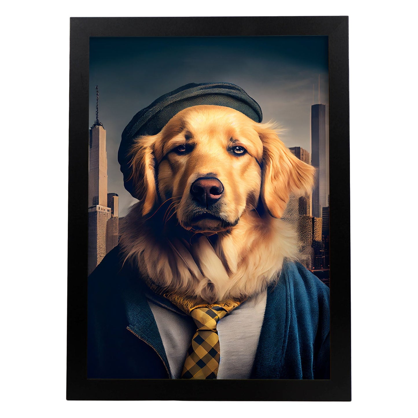 Nacnic Lámina Golden retriever Sensible en estilo Fotografía a todo color. Divertidas ilustraciones realistas de animales con ropa humana. Diseño y Decoración de Interiores.-Artwork-Nacnic-A4-Sin marco-Nacnic Estudio SL