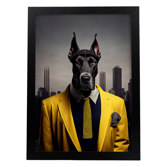 Nacnic Lámina Gran danés ejecutivo Compasivo en estilo Fotografía a todo color. Divertidas ilustraciones realistas de animales con ropa humana. Diseño y Decoración de Interiores.-Artwork-Nacnic-A4-Sin marco-Nacnic Estudio SL