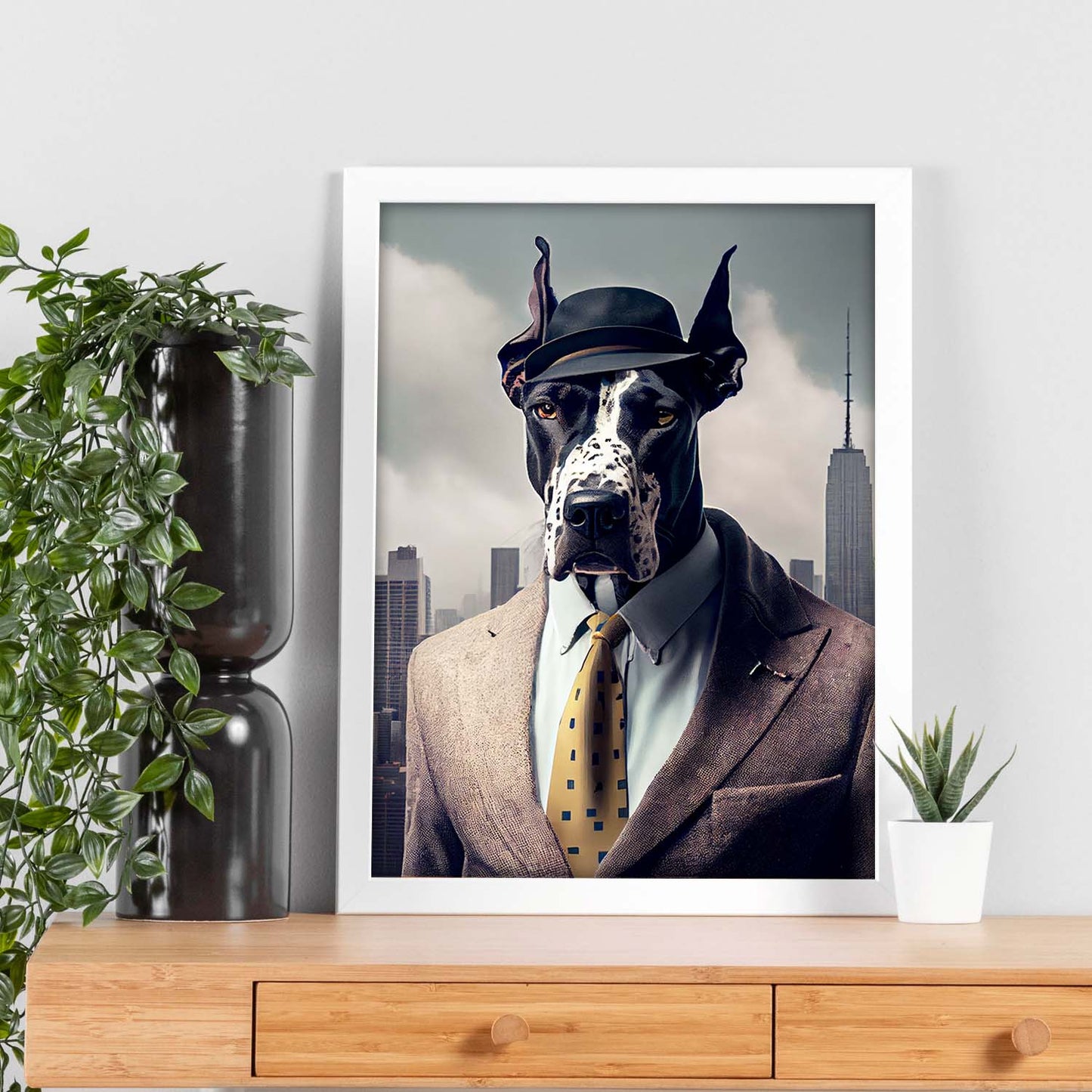 Nacnic Lámina Gran danés Intelectual en estilo Fotografía a todo color. Divertidas ilustraciones realistas de animales con ropa humana. Diseño y Decoración de Interiores.-Artwork-Nacnic-Nacnic Estudio SL