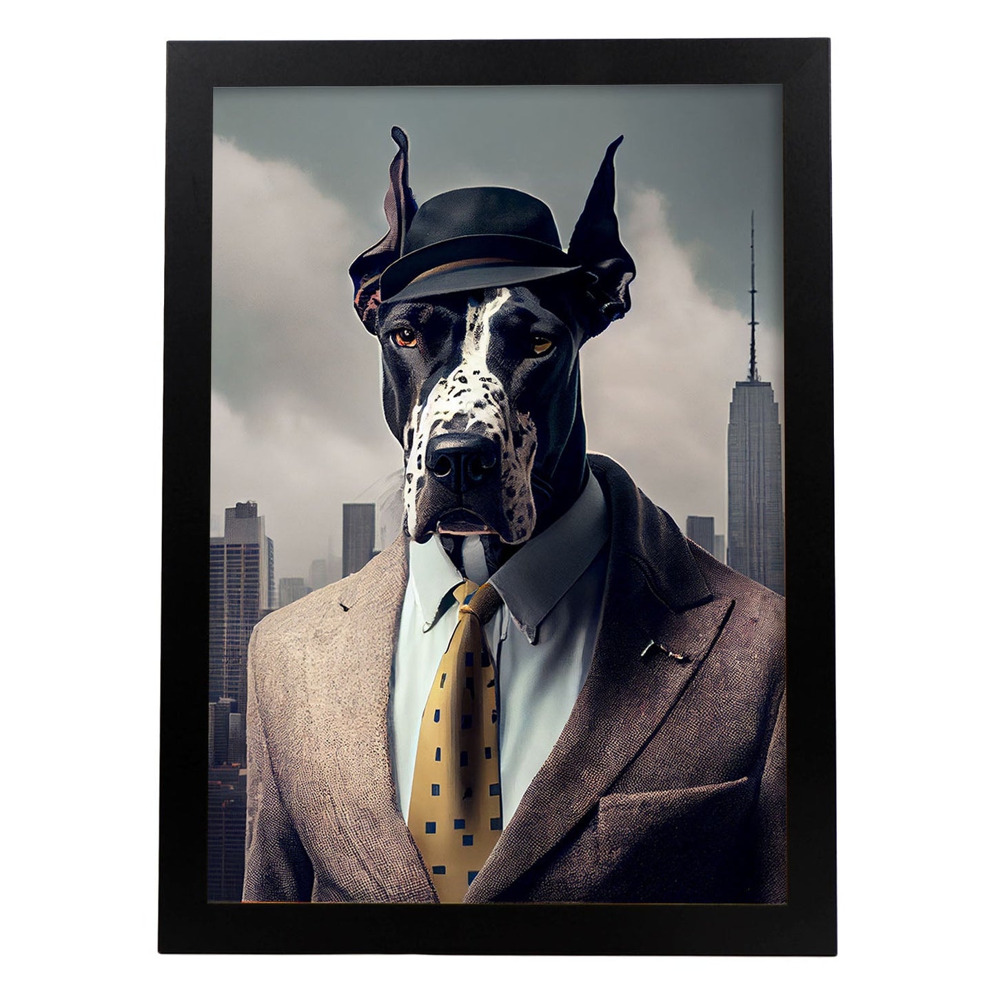 Nacnic Lámina Gran danés Intelectual en estilo Fotografía a todo color. Divertidas ilustraciones realistas de animales con ropa humana. Diseño y Decoración de Interiores.-Artwork-Nacnic-A4-Sin marco-Nacnic Estudio SL