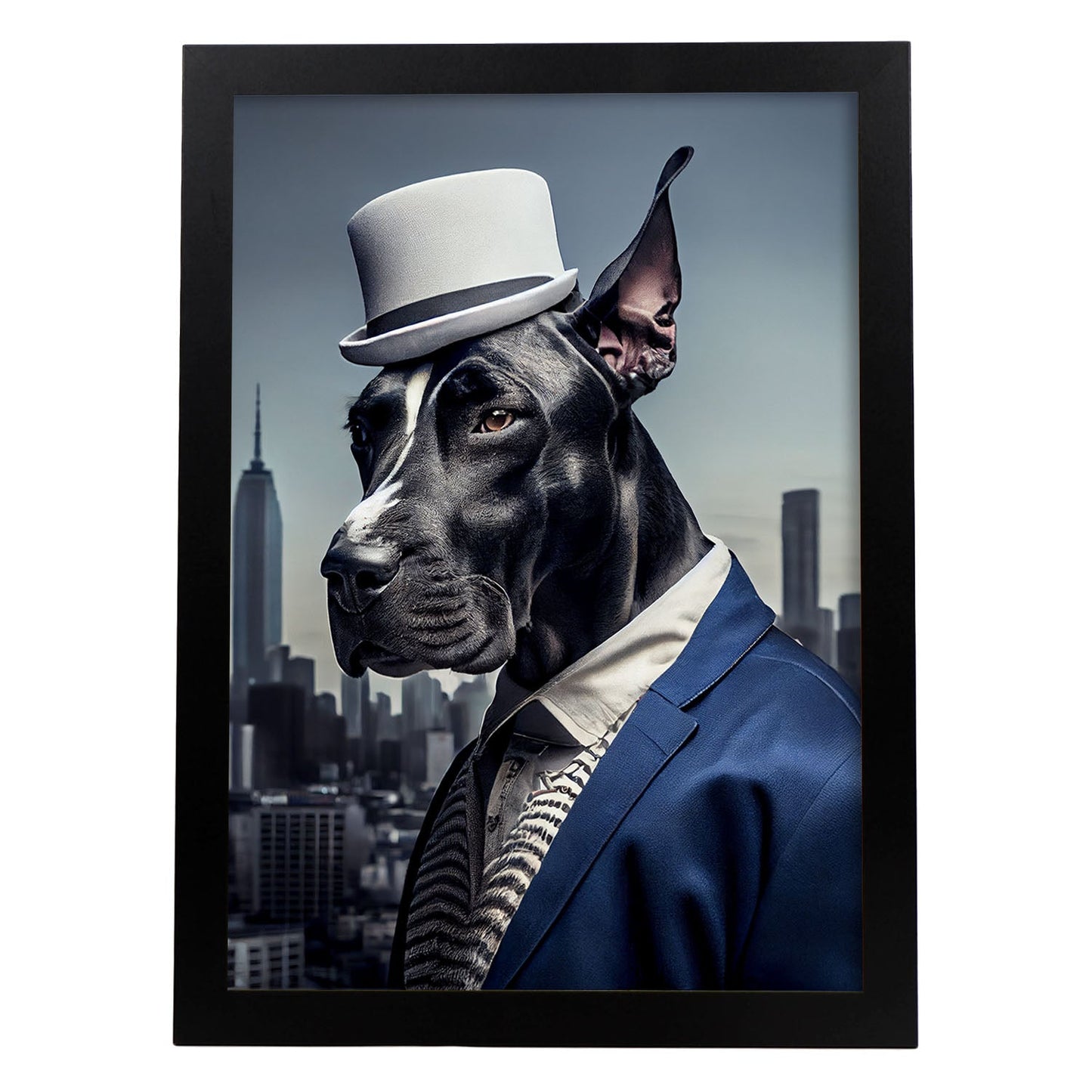 Nacnic Lámina Gran danés Responsable en estilo Fotografía a todo color. Divertidas ilustraciones realistas de animales con ropa humana. Diseño y Decoración de Interiores.-Artwork-Nacnic-A4-Sin marco-Nacnic Estudio SL
