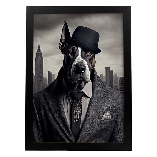 Nacnic Lámina Gran danés Valiente en estilo Fotografía a todo color. Divertidas ilustraciones realistas de animales con ropa humana. Diseño y Decoración de Interiores.-Artwork-Nacnic-A4-Sin marco-Nacnic Estudio SL