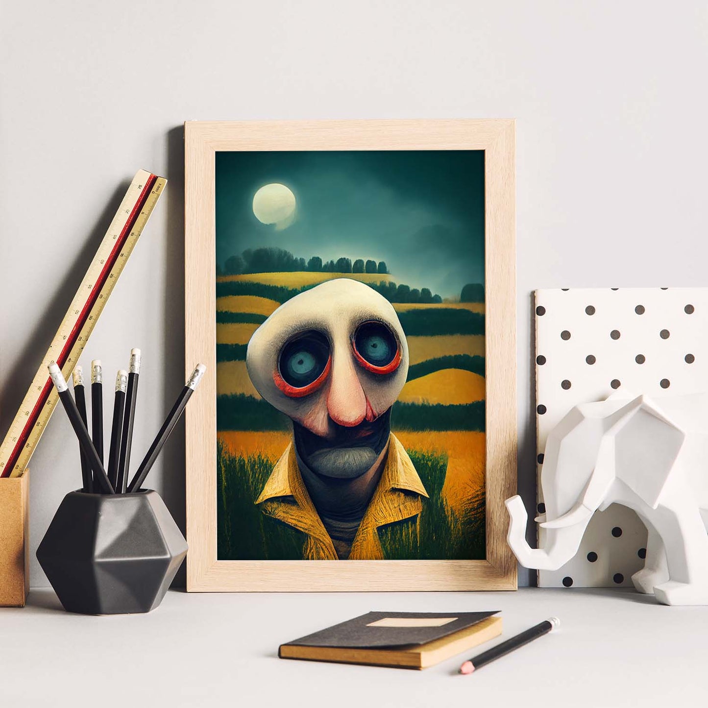 Nacnic Lámina Granjero Valiente al estilo de T. Burton. Ilustraciones de profesiones y oficios inspiradas en arte gótico y oscuro. Diseño y Decoración de Interiores.-Artwork-Nacnic-Nacnic Estudio SL