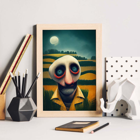 Nacnic Lámina Granjero Valiente al estilo de T. Burton. Ilustraciones de profesiones y oficios inspiradas en arte gótico y oscuro. Diseño y Decoración de Interiores.-Artwork-Nacnic-Nacnic Estudio SL